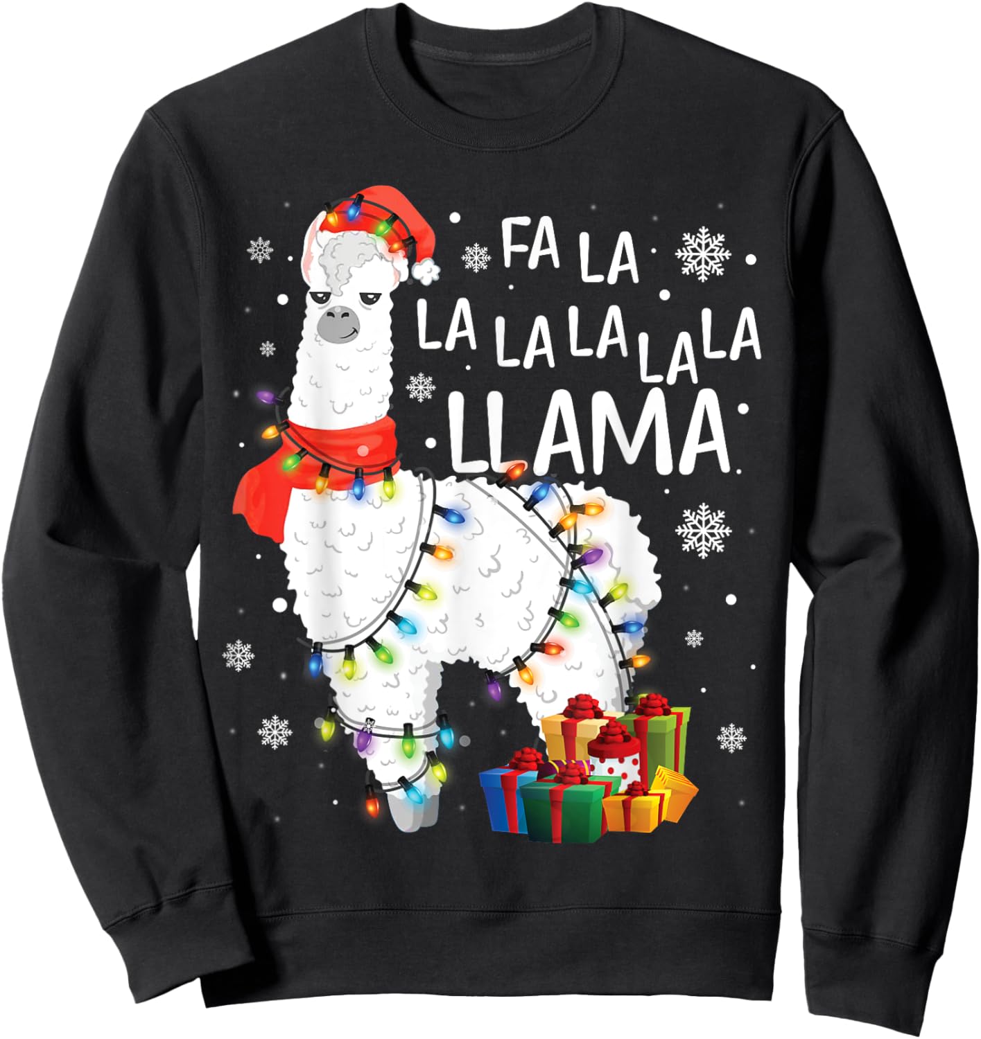 Fa La La Llama Christmas Funny Lllama Lover Xmas Pajamas Sweatshirt - Sweatshirt | Black