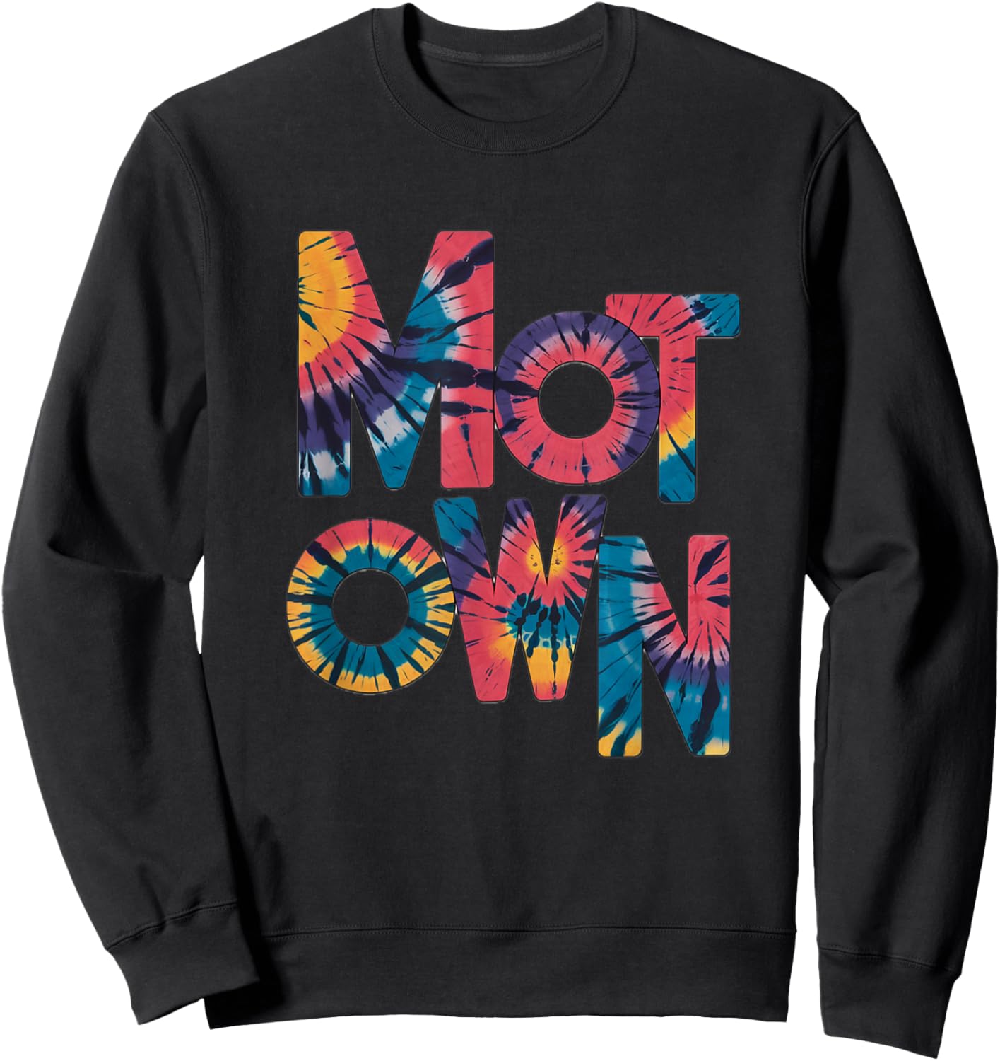 Motown Tie Dye Vintage Inspired Detroit Michigan 60s Retro Sweatshirt - Sweatshirt | Black