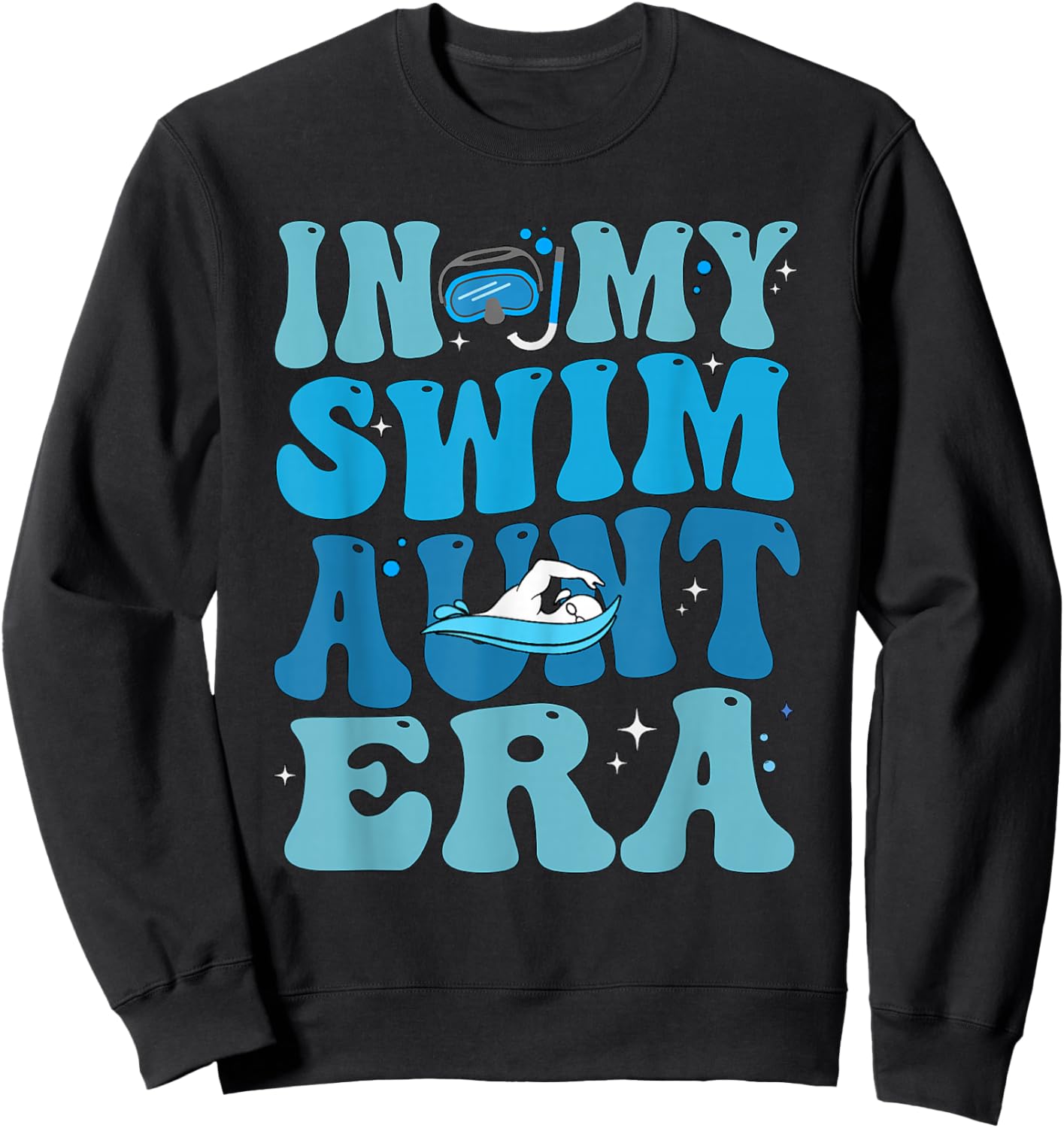 Groovy In My Swim Aunt Era Swim Aunt Funny Retro Sweatshirt - Sweatshirt | Black