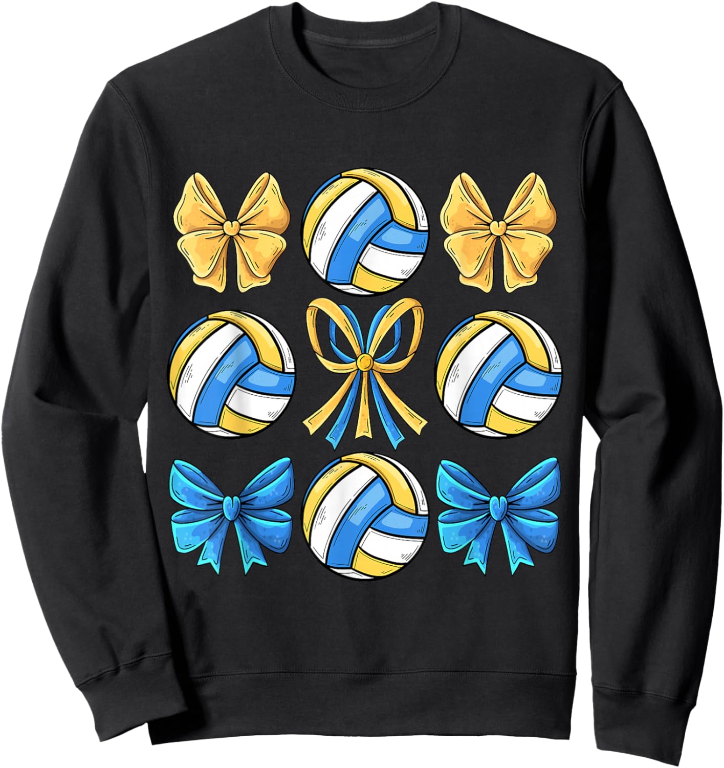Volleyball Girls Toddler Kids Coquette Bow Volleyball Lover Sweatshirt - Sweatshirt | Black