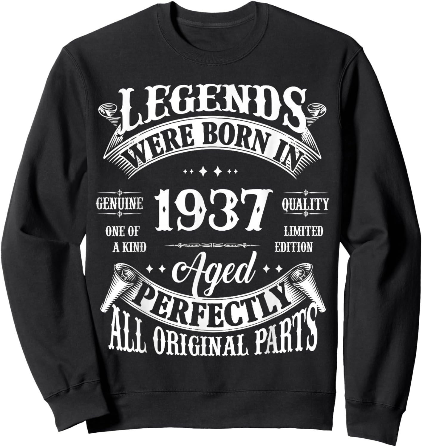 Vintage Legend Born In 1937 88th Birthday 88 Years Old Sweatshirt - Sweatshirt | Black