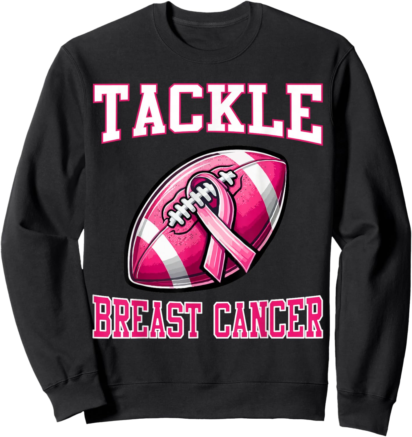 Tackle Breast Cancer Awareness Football Pink Ribbon Boys Kid Sweatshirt - Sweatshirt | Black
