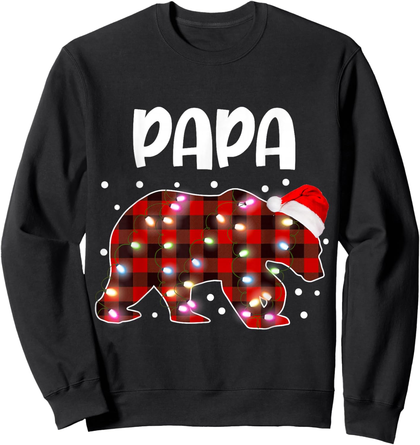Papa Bear Red& Black Plaid Flannel Christmas Family Pajamas Sweatshirt - Sweatshirt | Black