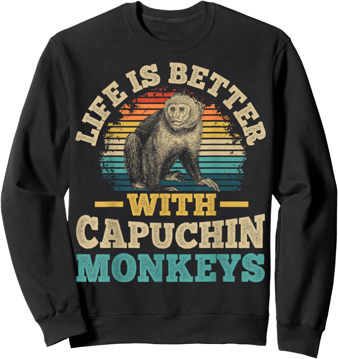 Monkey and Capuchin Monkey Design for a Capuchin Monkey fan Sweatshirt - Sweatshirt | Black