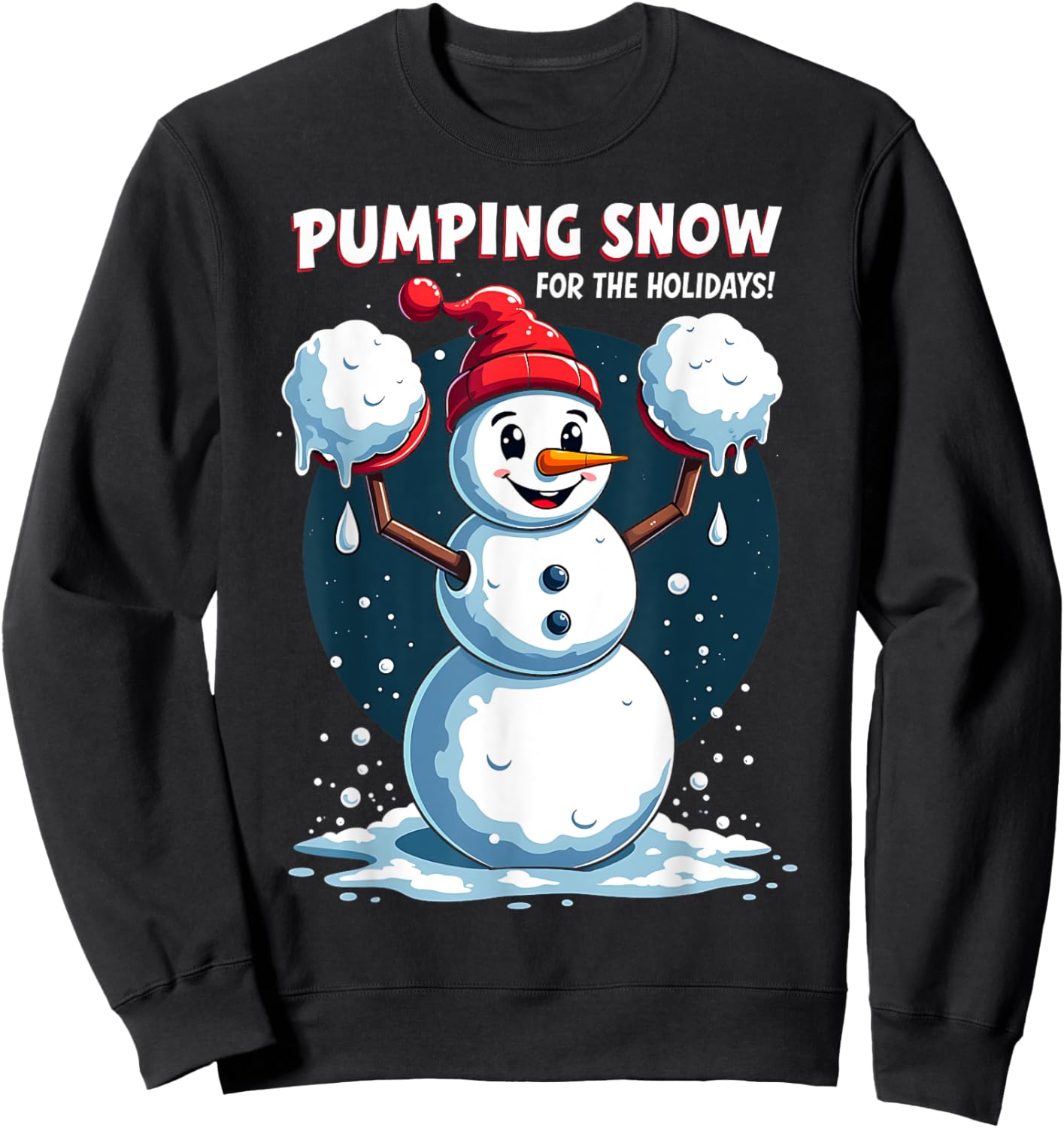 Funny Workout Snowman Christmas Holiday Gym Lifting Snow Sweatshirt - Sweatshirt | Black