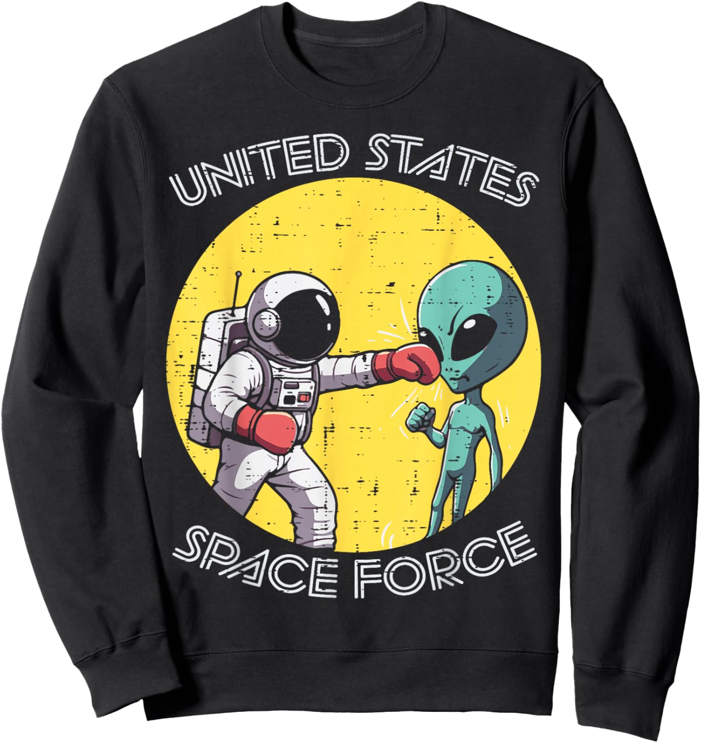 Astronaut Punch Alien United States Space Force Men Boys Kid Sweatshirt - Sweatshirt | Black