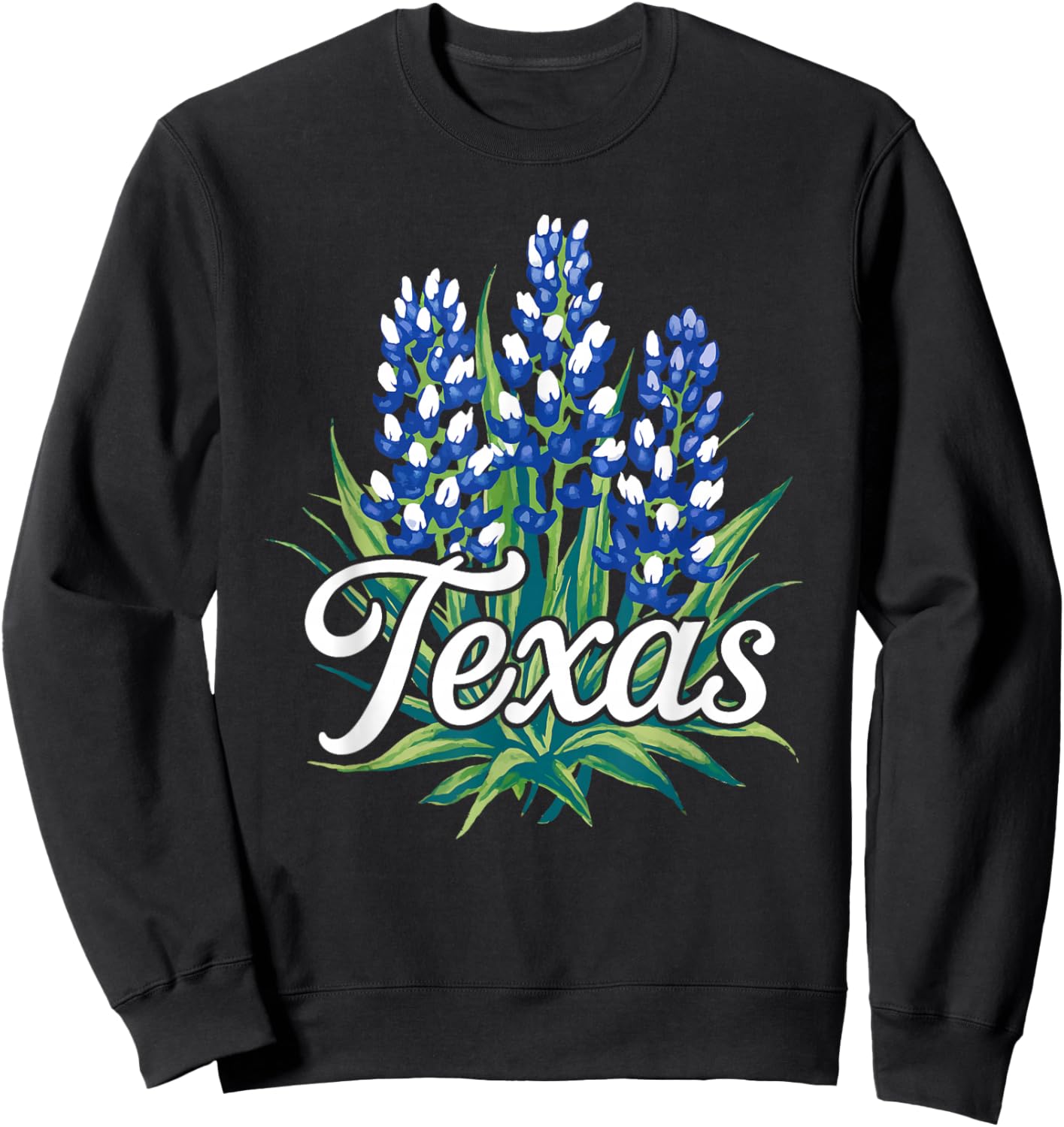 Texas Bluebonnet Floral Graphic Sweatshirt - Sweatshirt | Black