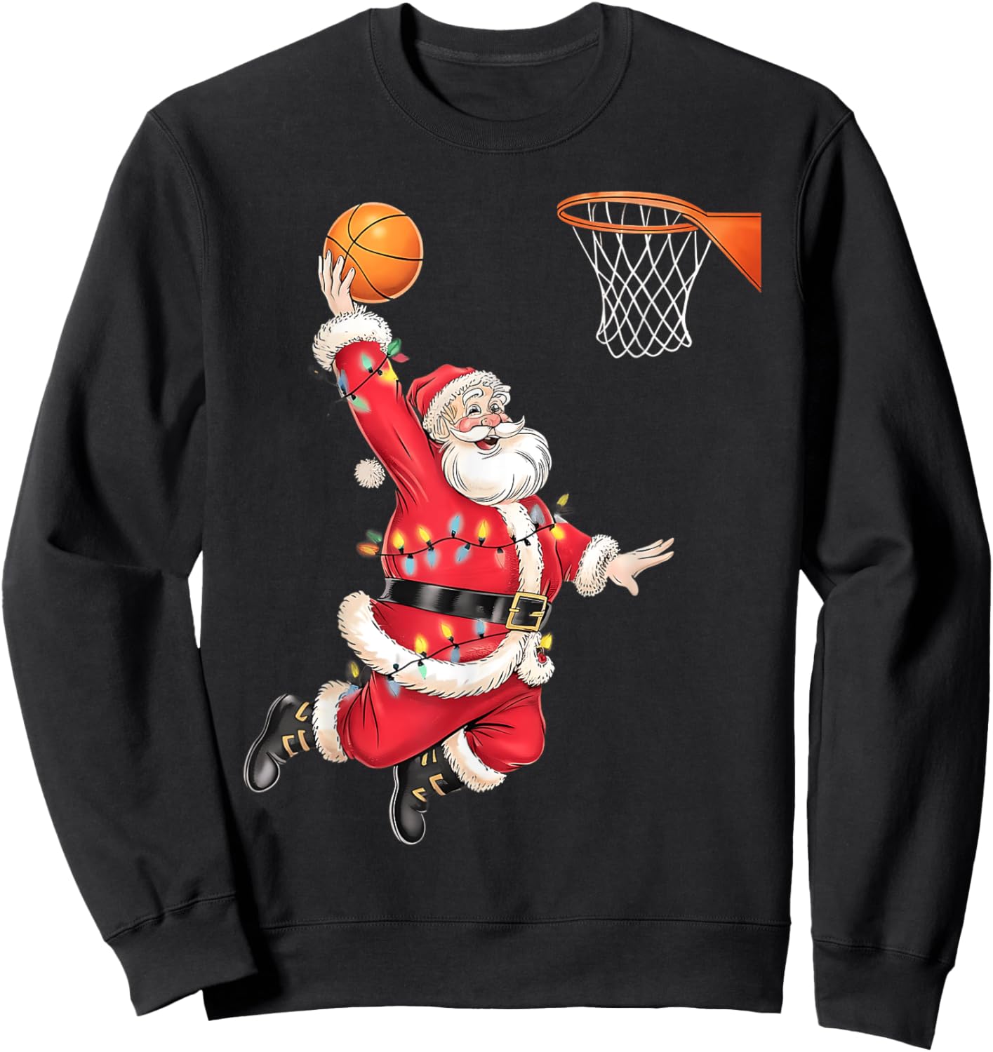 Funny Santa Claus Playing Basketball Merry Christmas Boys Sweatshirt - Sweatshirt | Black