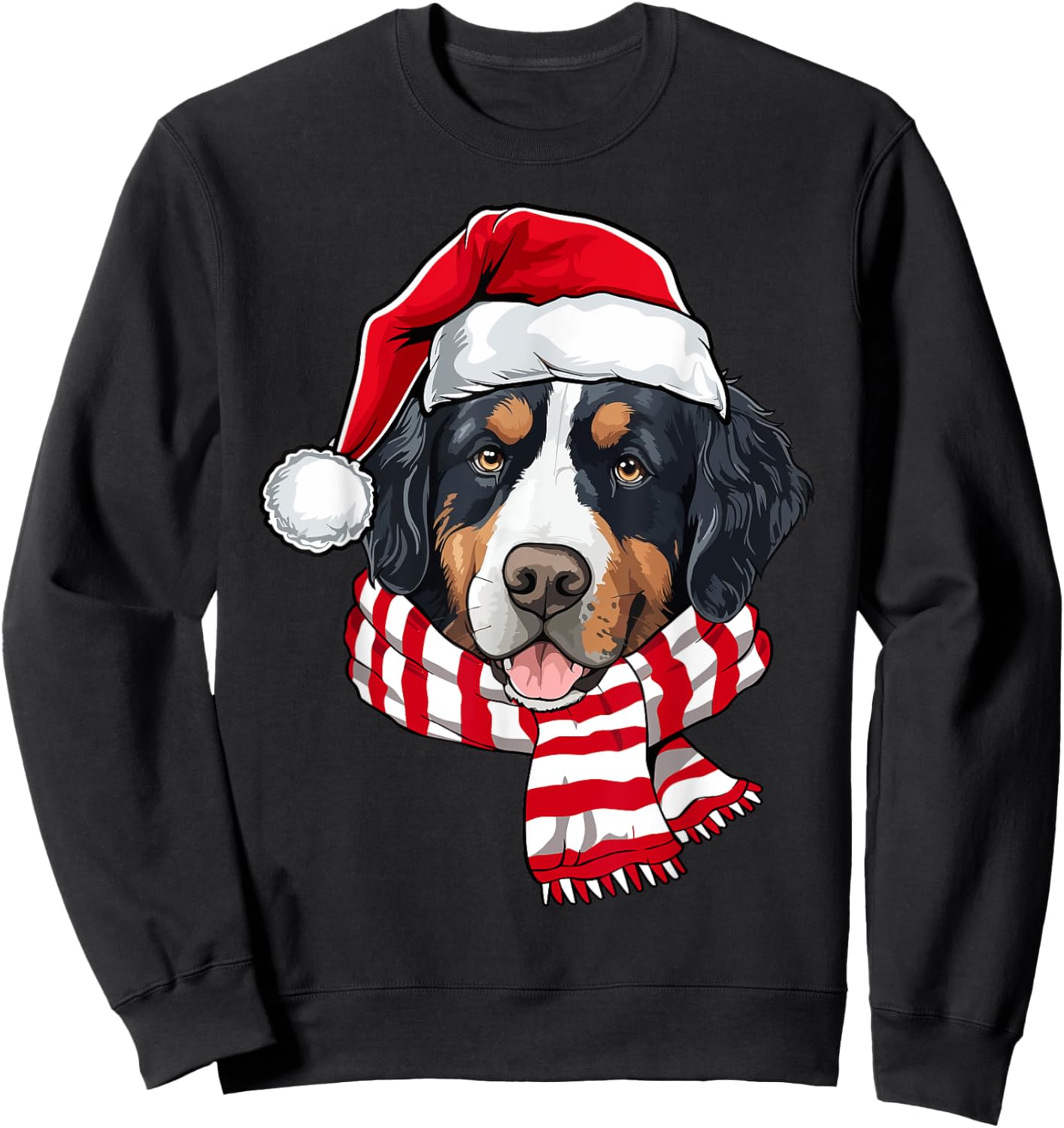 Santa Bernese Mountain Christmas Dog Lover Men Women Kids Sweatshirt - Sweatshirt | Black