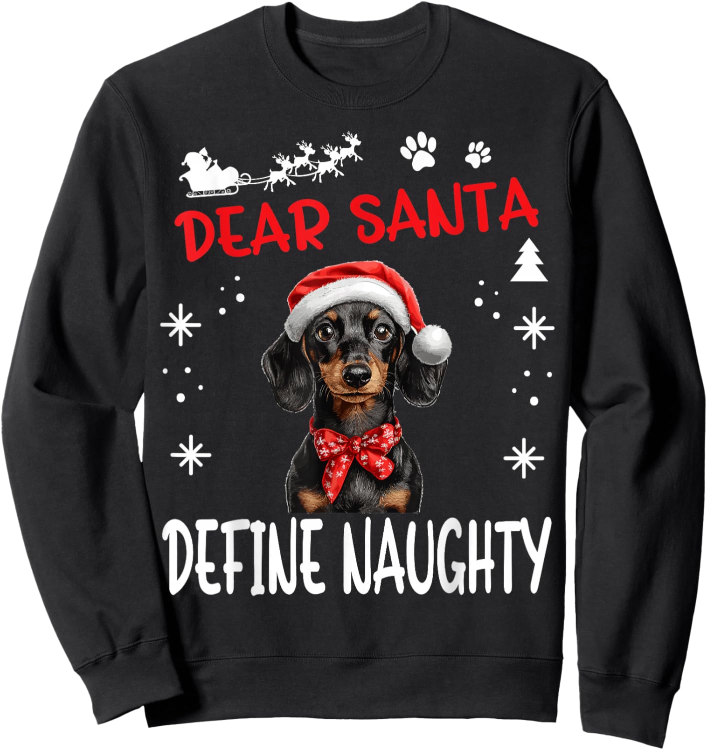 Cute Dachshund Wiener Doxie dog Dog Christmas Dear Santa Sweatshirt - Sweatshirt | Black