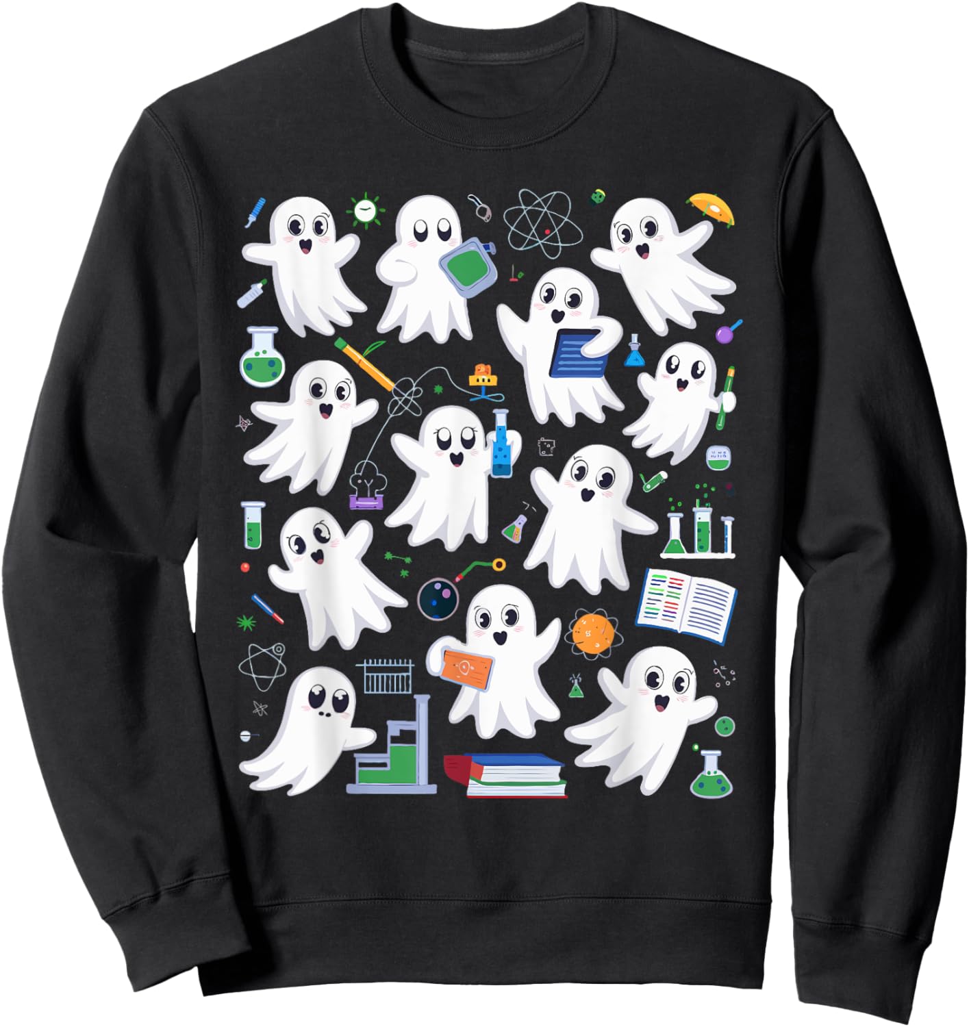 Spooky Ghost Science Teacher Halloween Laboratory Teacher Sweatshirt - Sweatshirt | Black