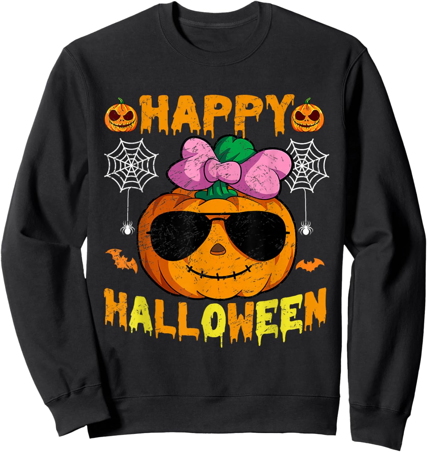 Funny Halloween Trick Or Treat Pumpkin Happy Halloween 2025 Sweatshirt - Sweatshirt | Black