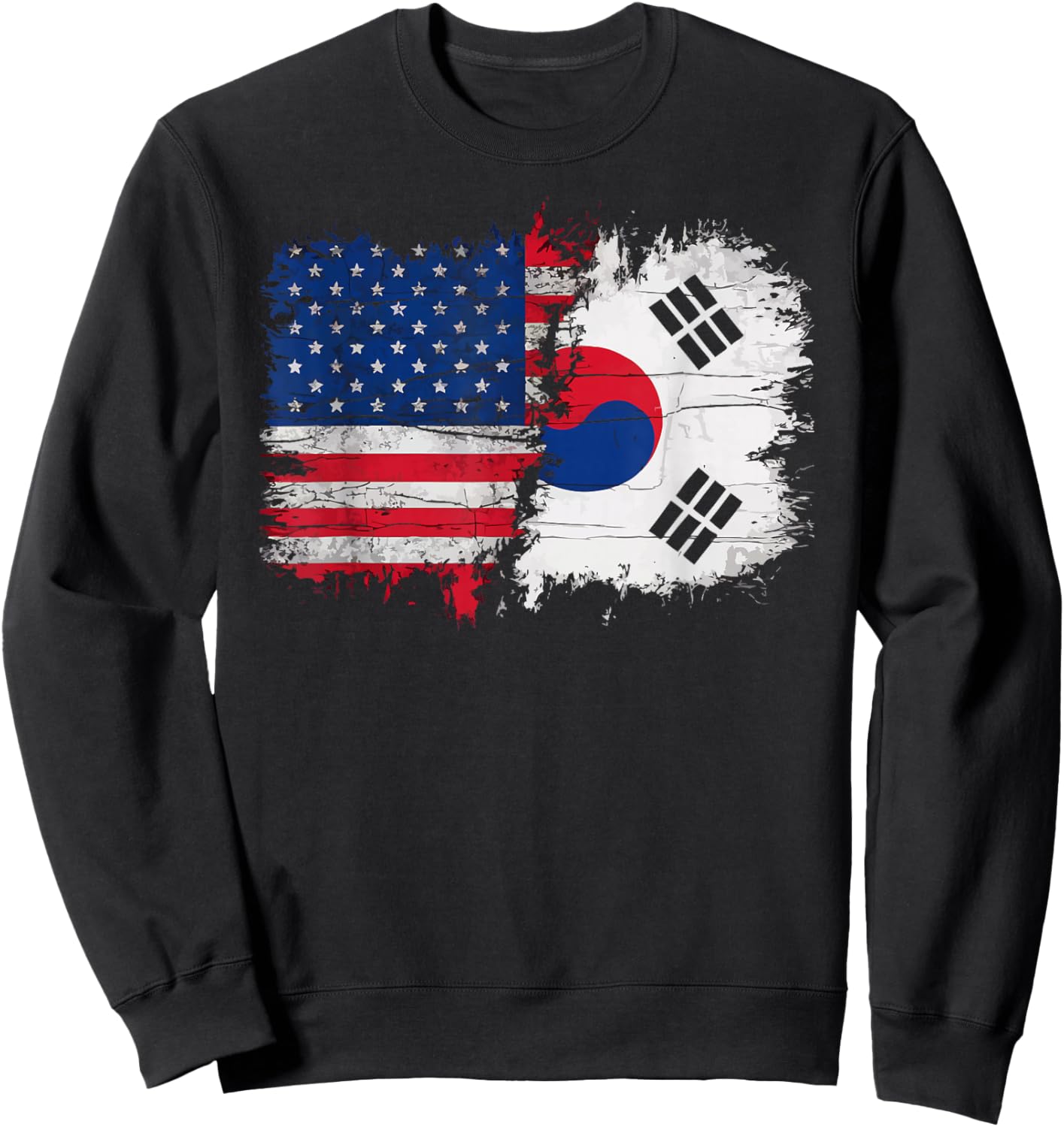 Half American Half Korean USA Flag South Korea America Sweatshirt - Sweatshirt | Black