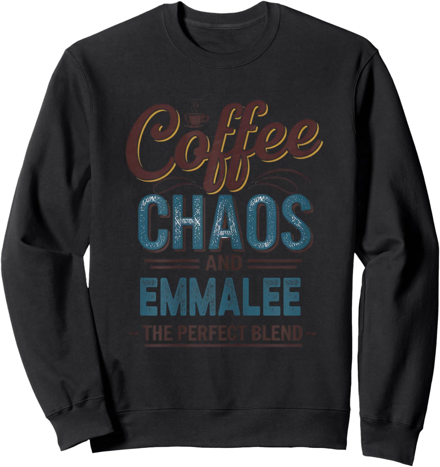 EMMALEE Personalized Cute Coffee Girls EMMALEE Name Sweatshirt - Sweatshirt | Black