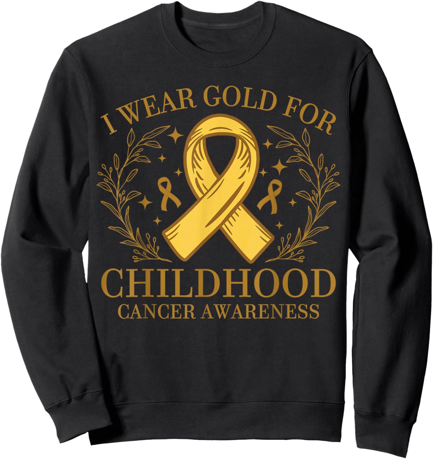 Yellow Support Ribbon For Childhood Cancer Awareness Sweatshirt - Sweatshirt | Black