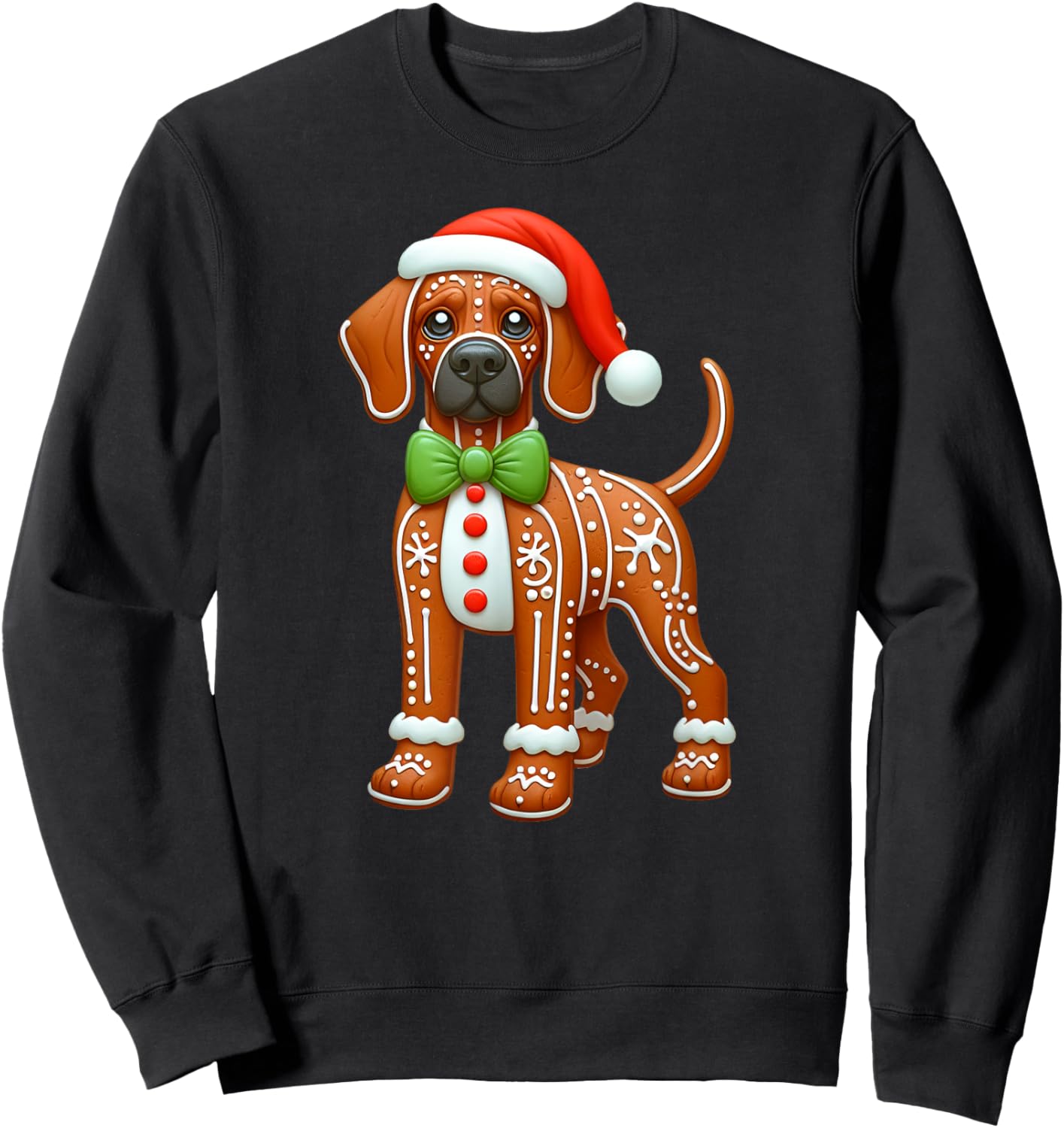 Gingerbread Man Rhodesian Ridgeback Christmas Sweatshirt - Sweatshirt | Black