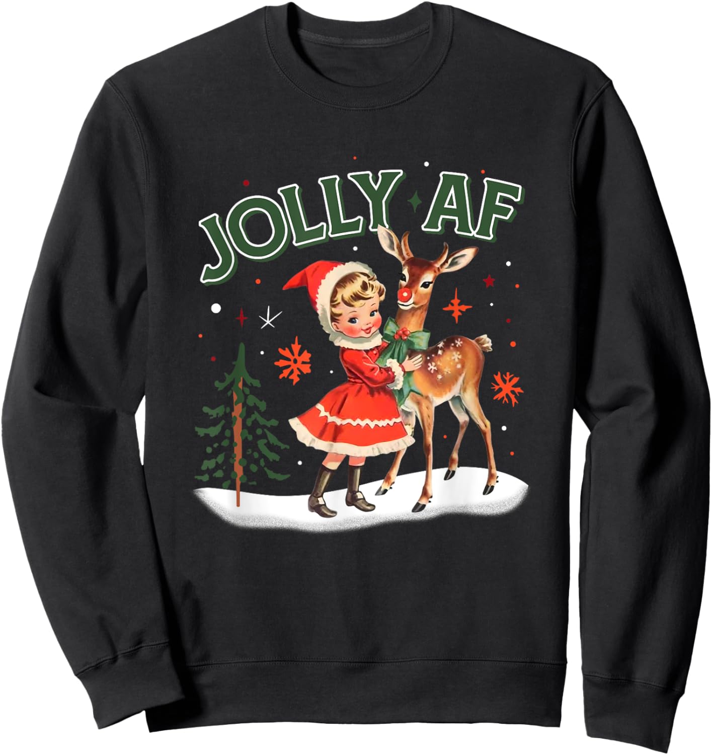 Funny Christmas Jolly AF , Women Sweatshirt - Sweatshirt | Black