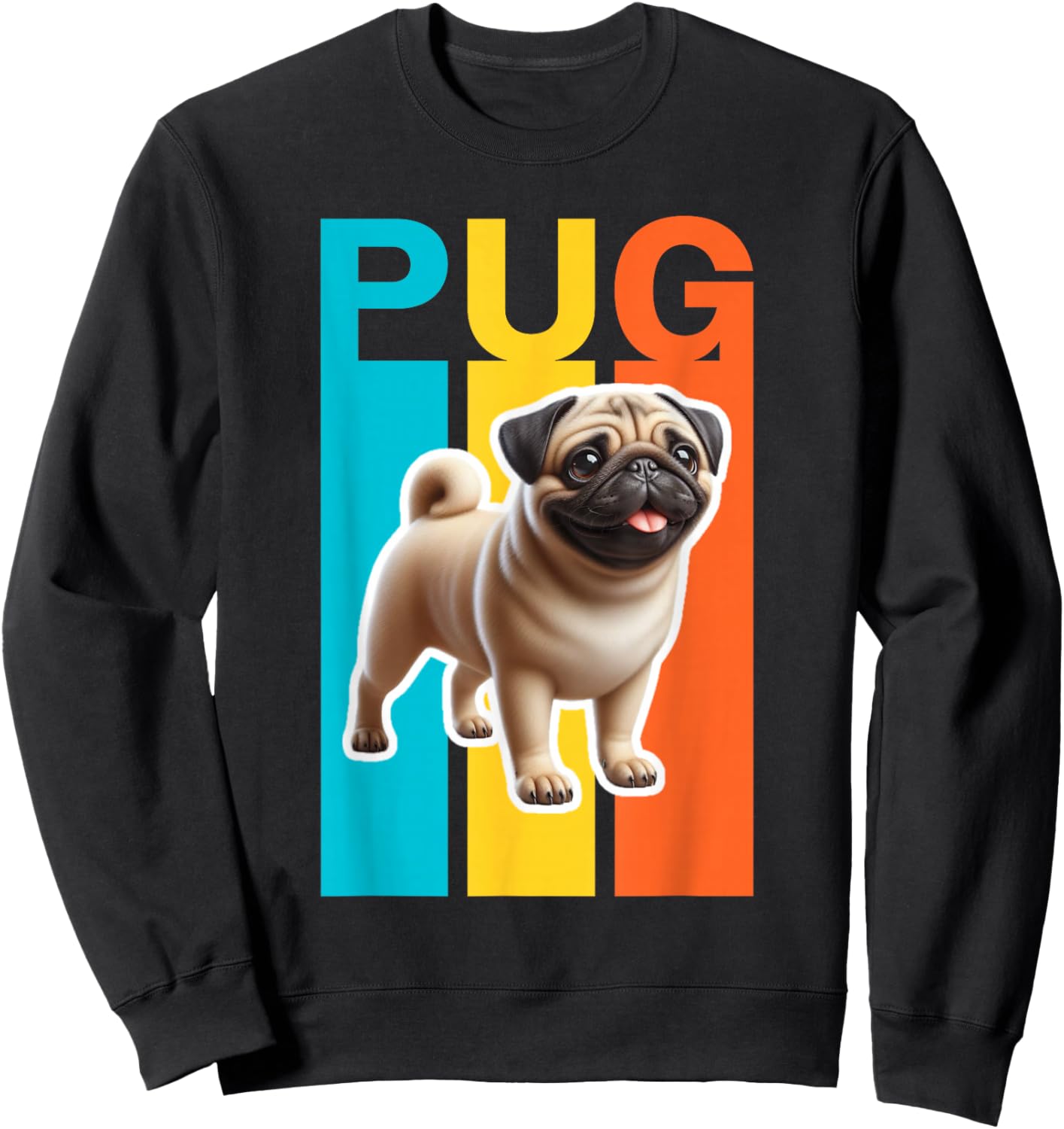 Colorful Pug Sweatshirt - Sweatshirt | Black