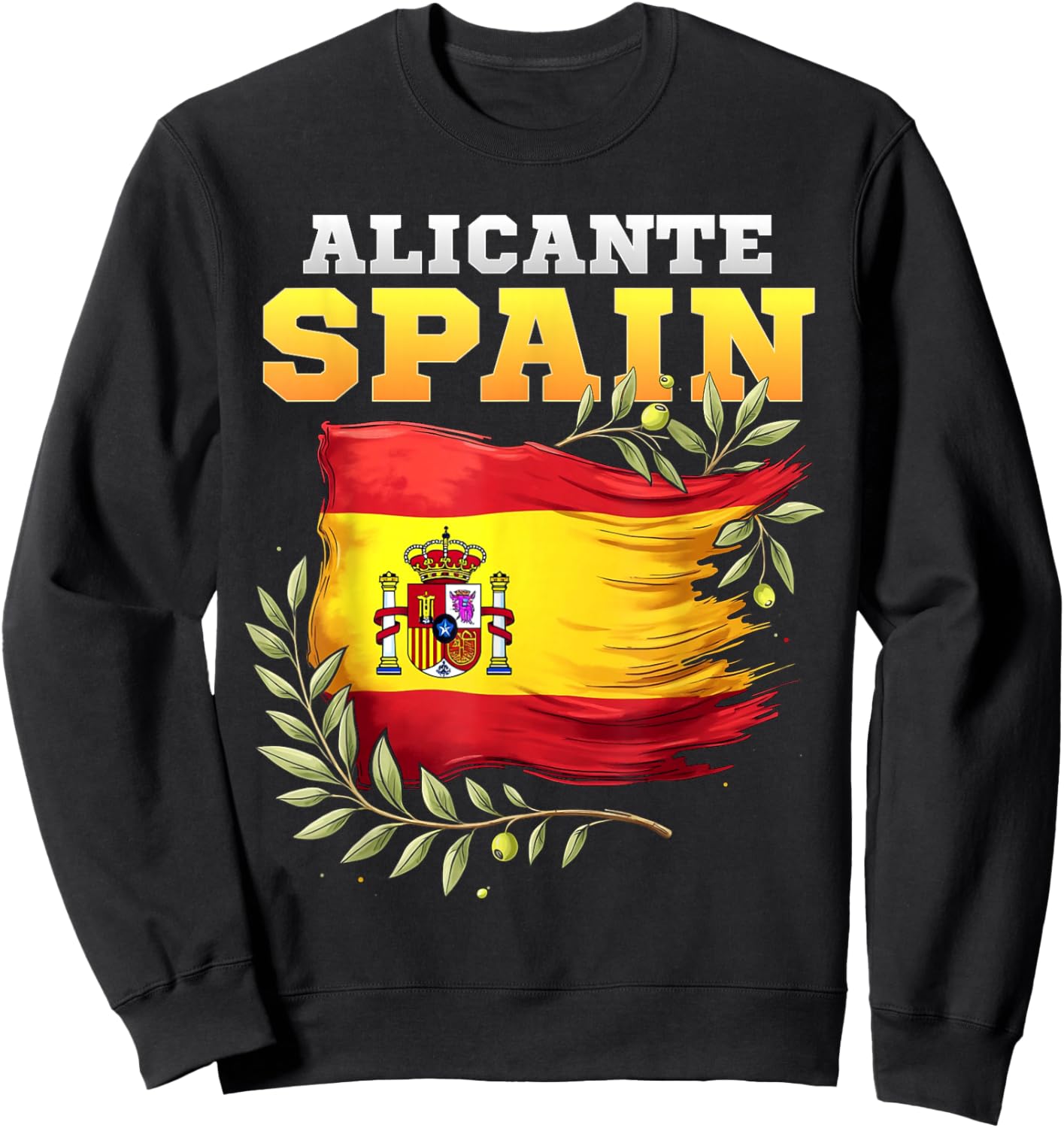 Alicante Spain Flag Espana Vacation Travel Souvenir Sweatshirt - Sweatshirt | Black