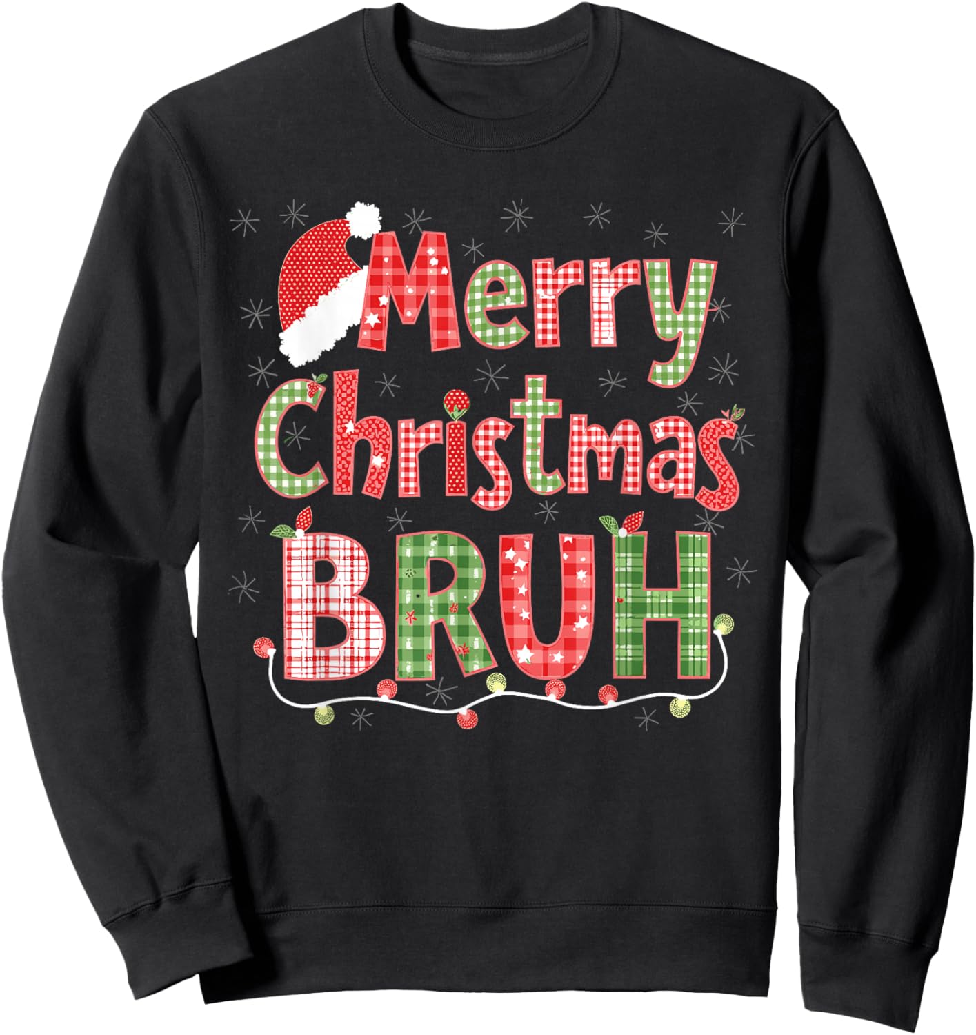 Merry Christmas Bruh Fun Festive Internet Humor Buffalo Sweatshirt - Sweatshirt | Black