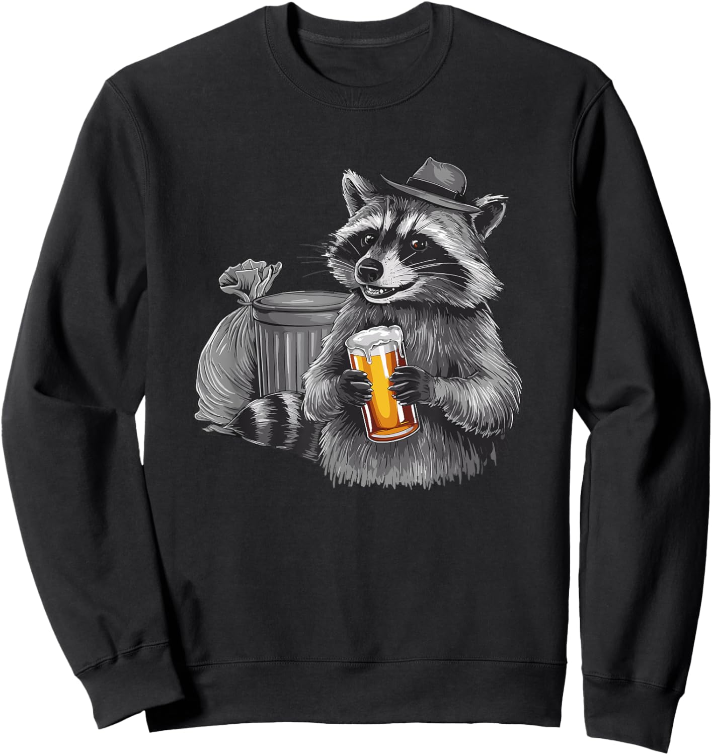 Raccoon Drinking Beer Trash Panda Raccoons Sweatshirt - Sweatshirt | Black