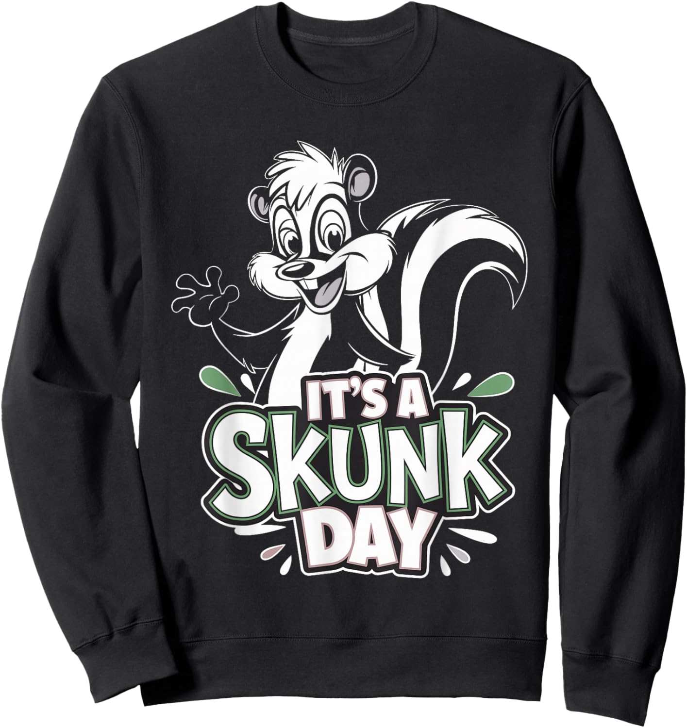 Skunk Day Funny Cartoon Animal Humor Theme Nature Lover Sweatshirt - Sweatshirt | Black