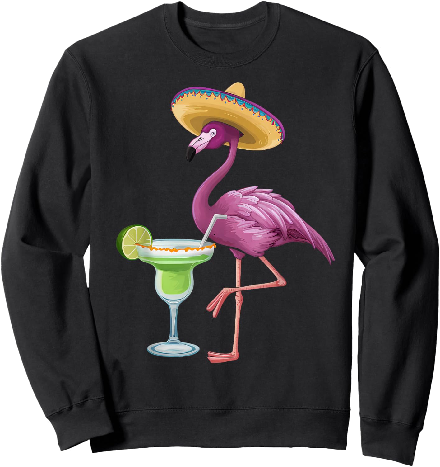 Mexican Flamingo Mexico Vacation Pink Tropical Flock 70s 80s Sweatshirt - Sweatshirt | Black