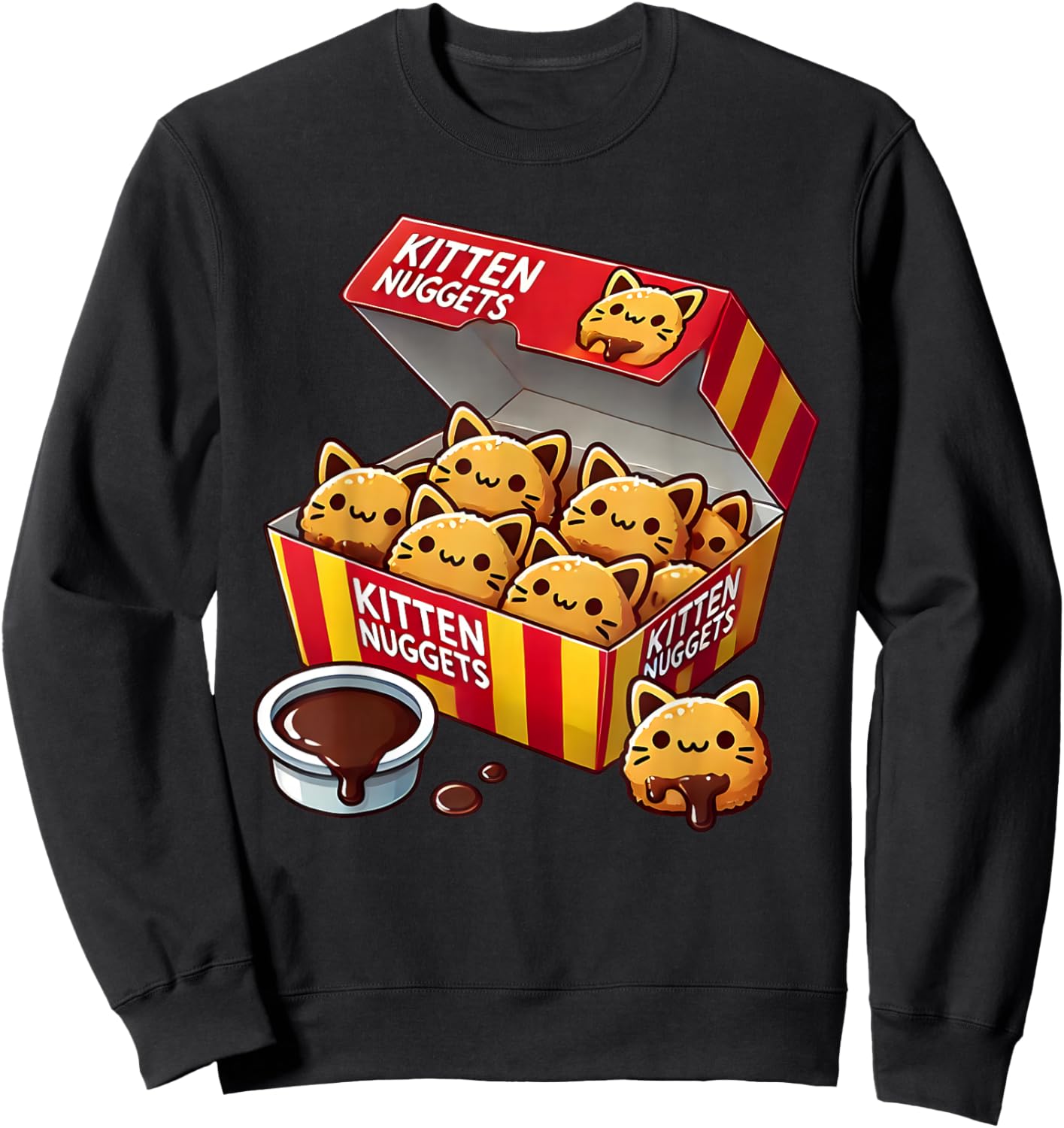 Kitten Nuggets Fast Food Parody Cat Lover Chicken Nuggets Sweatshirt - Sweatshirt | Black