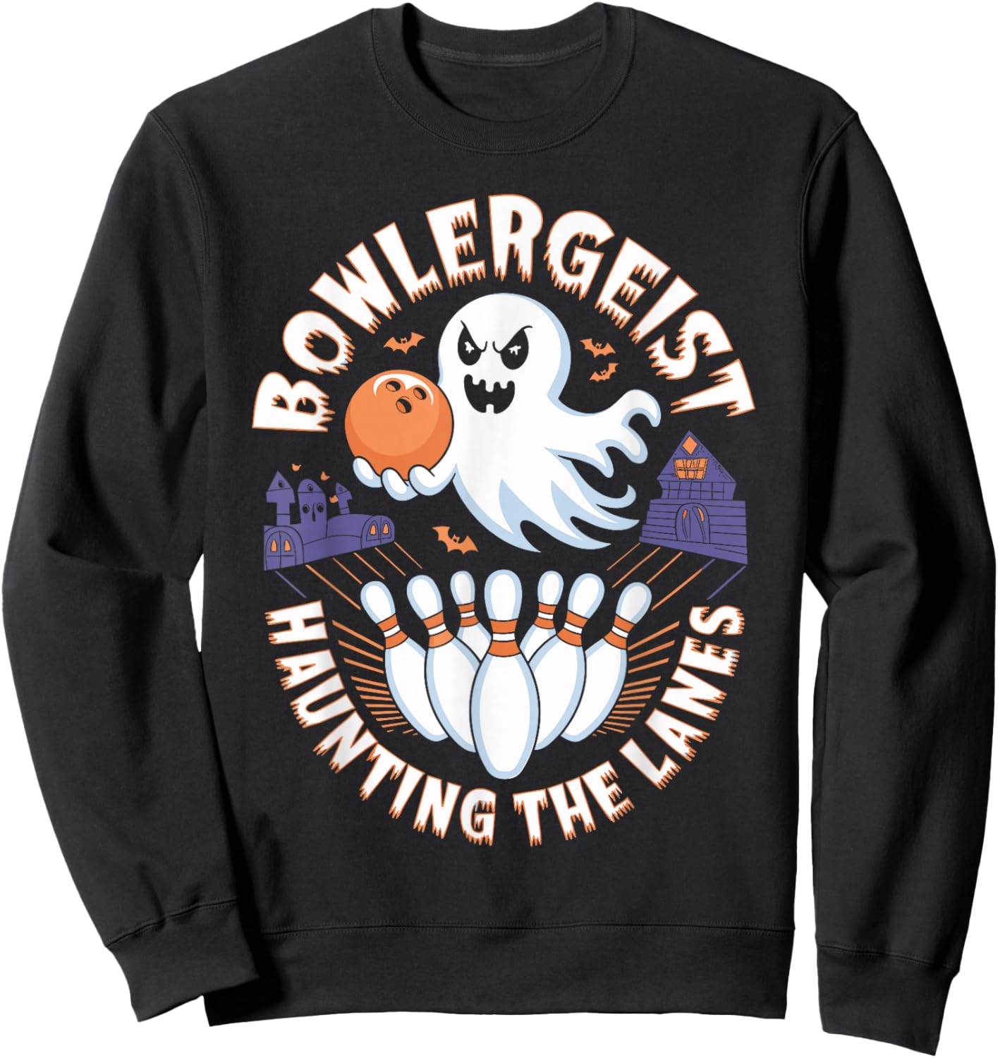 Bowlergeist Haunting the Lanes Halloween Bowling Sweatshirt - Sweatshirt | Black