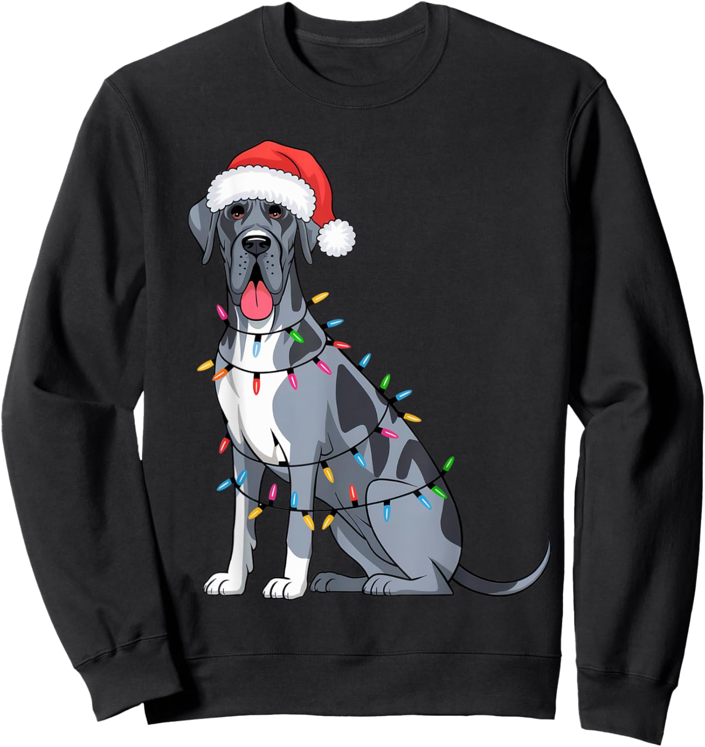 Great Dane Christmas Lights Xmas Dogs Gifts Women Sweatshirt - Sweatshirt | Black