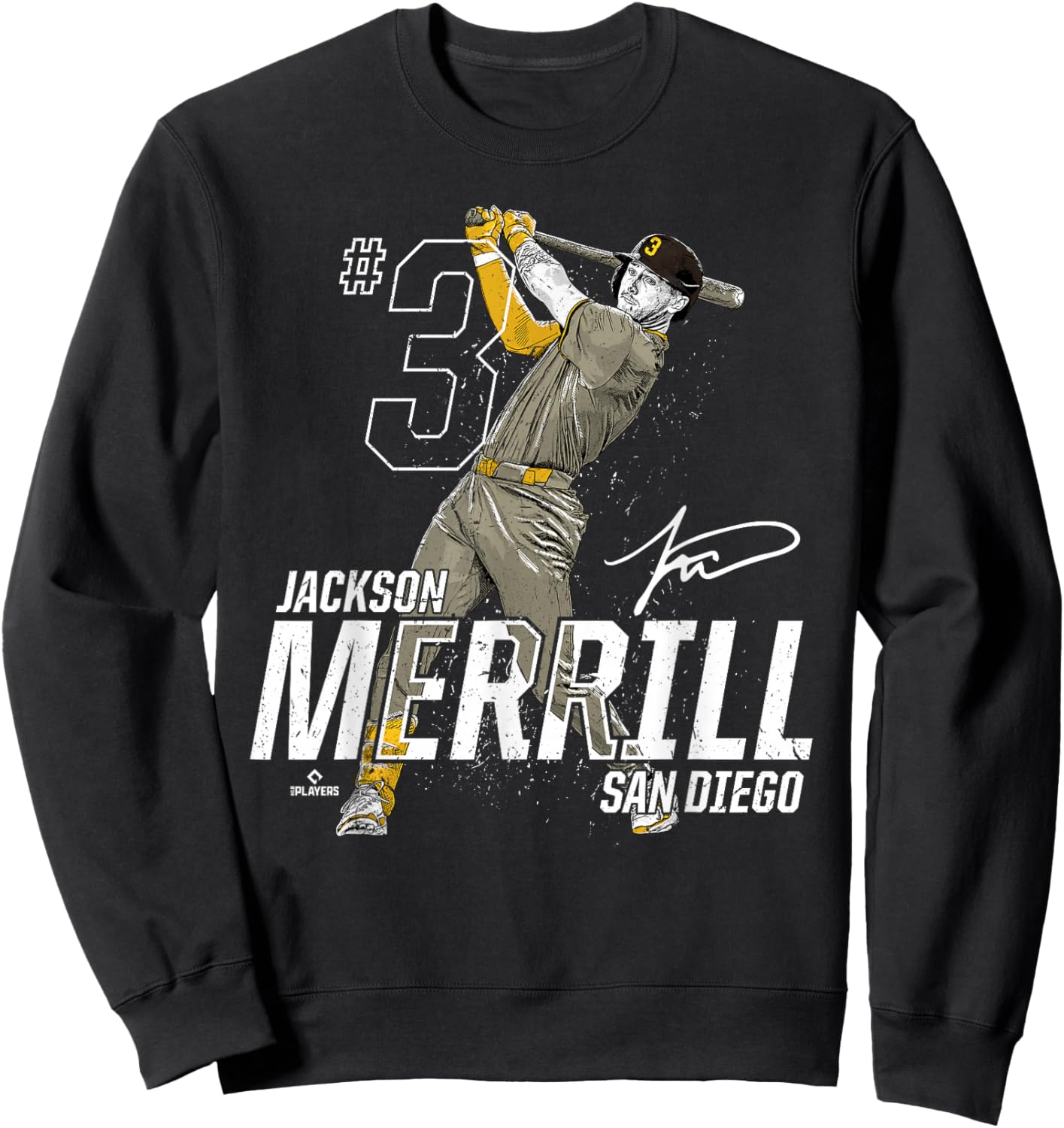 Dynamic Pose Jackson Merrill San Diego Baseball MLBPA Sweatshirt - Sweatshirt | Black