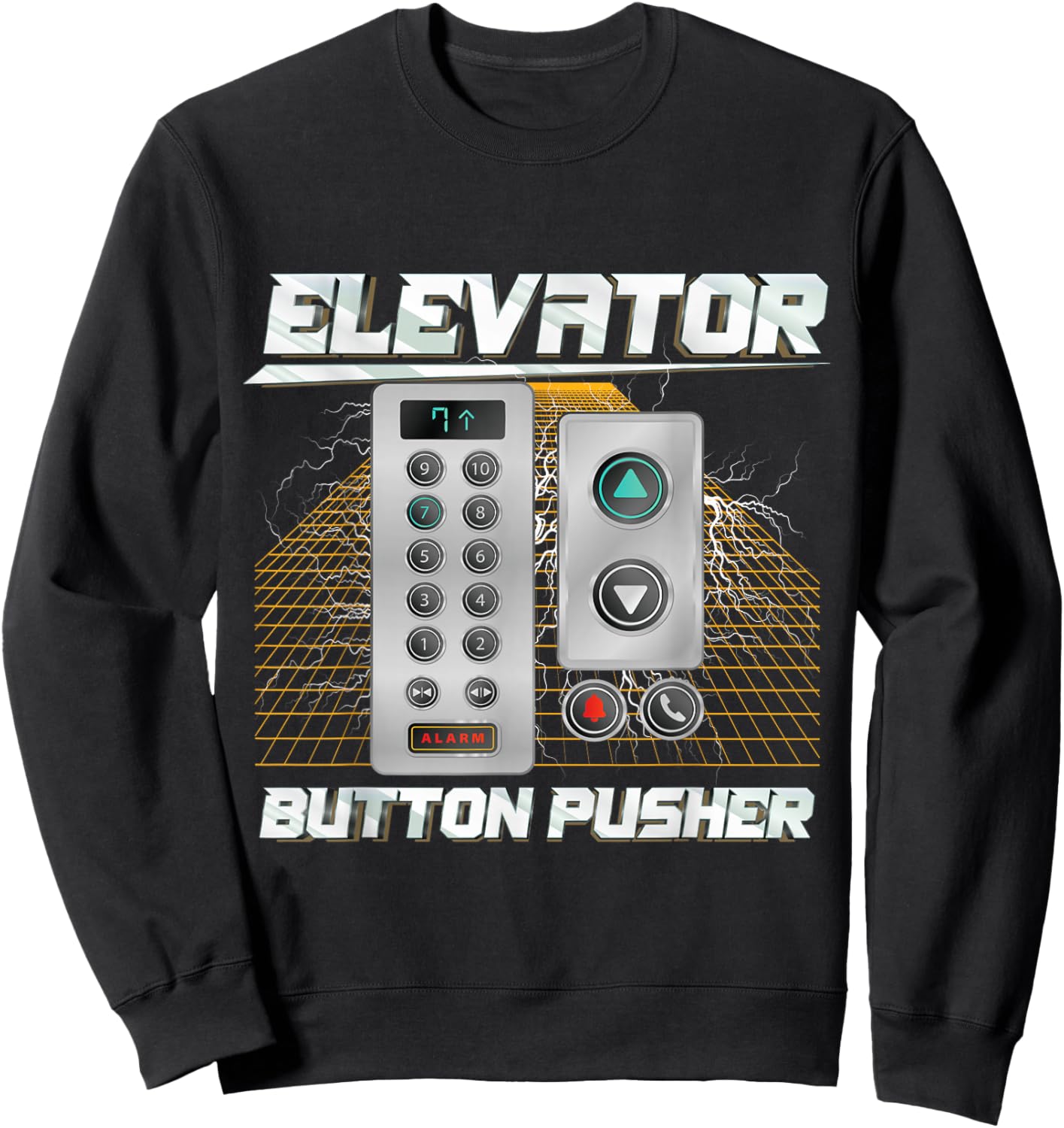 Elevator Button Pusher | Meme | Funny Elevator Sweatshirt - Sweatshirt | Black