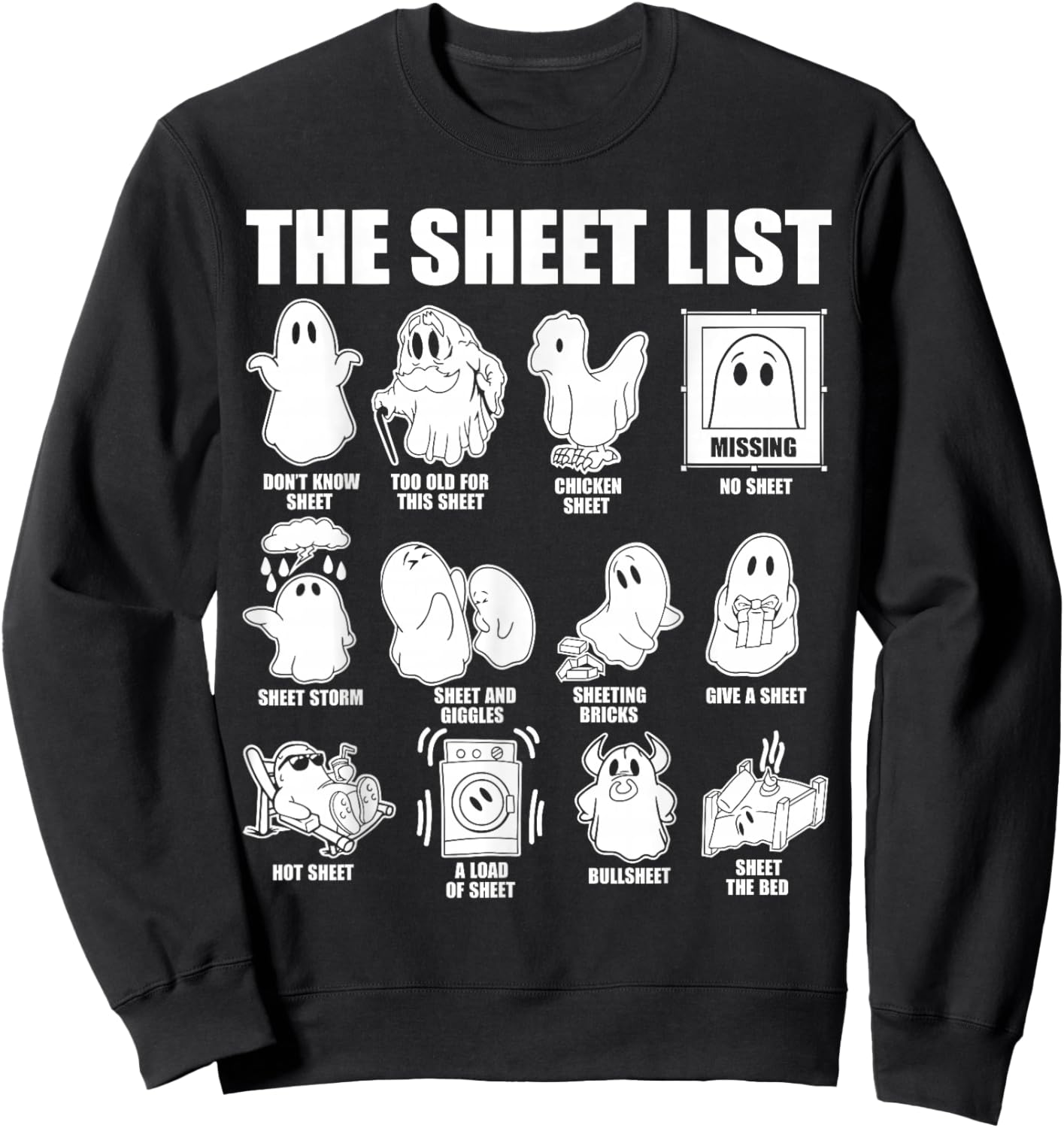 Halloween funny shirt Boo Sheet Halloween the sheet list Sweatshirt - Sweatshirt | Black