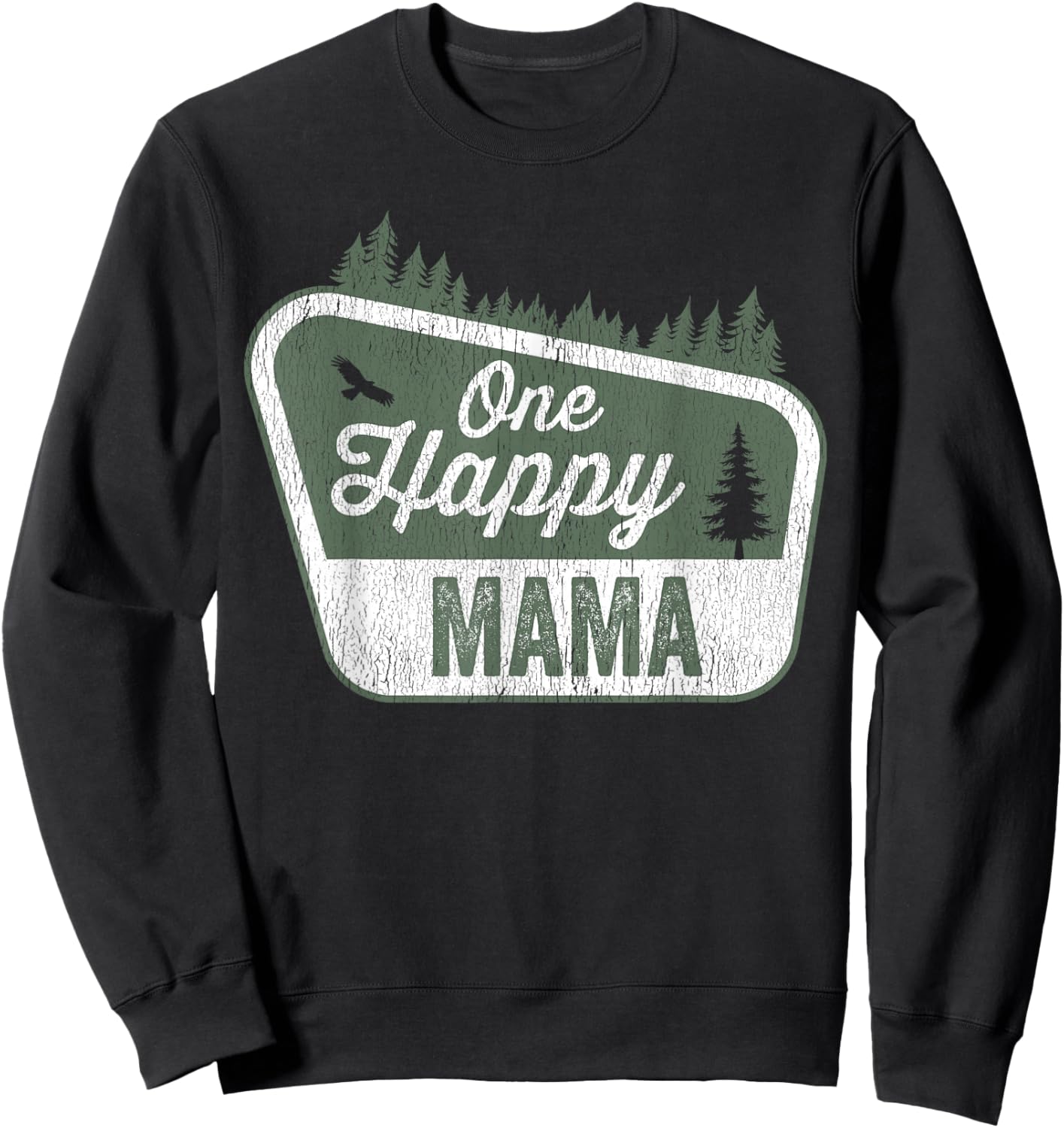 One Happy Mama Matching Family Birthday Party Camping Sweatshirt - Sweatshirt | Black