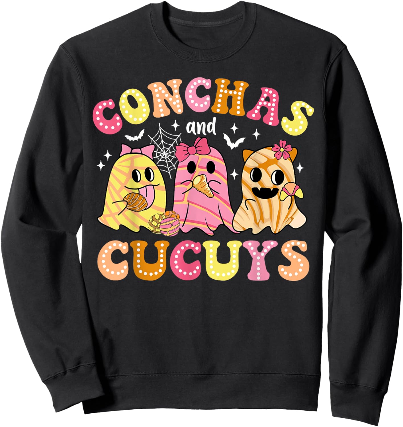 Cute Conchas And Cucuys Ghost Funny Halloween Mexican Ghost Sweatshirt - Sweatshirt | Black