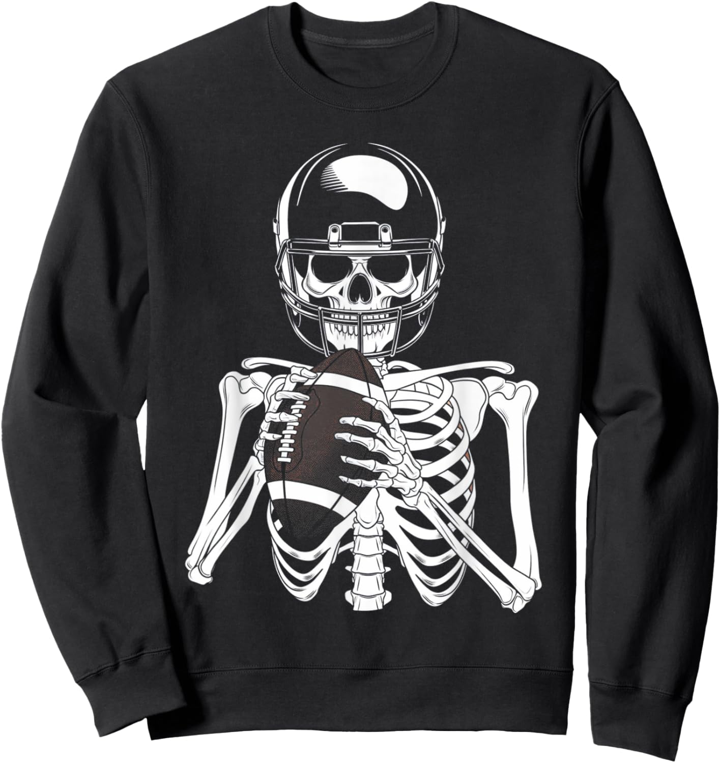 American Football Skeleton Football Player Halloween Spooky Sweatshirt - Sweatshirt | Black