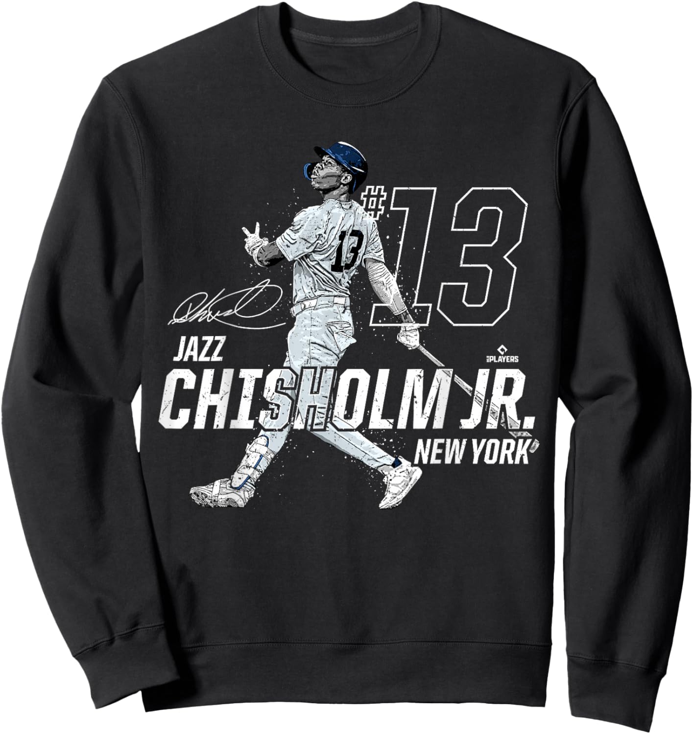 Dynamic Pose Jazz Chisholm Jr New York Baseball MLBPA Sweatshirt - Sweatshirt | Black