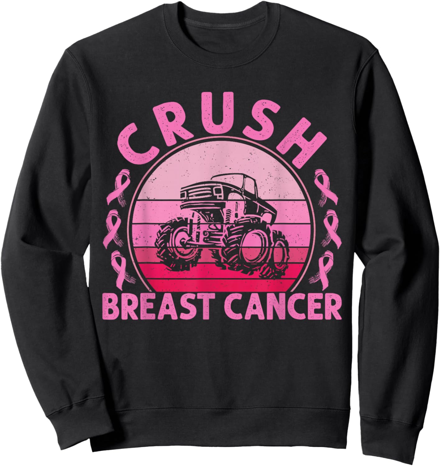 Crush Breast Cancer Awareness Women Men Boys Sweatshirt - Sweatshirt | Black