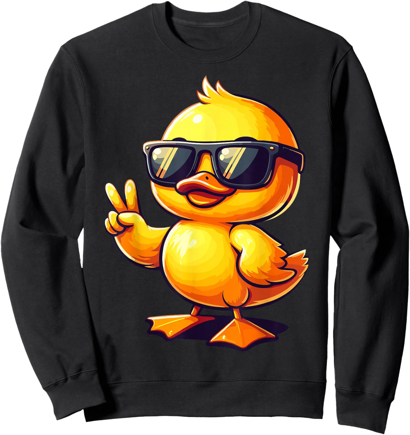 Cool Retro Yellow Rubber Duck in 70s 80s Funny Duck Sweatshirt - Sweatshirt | Black
