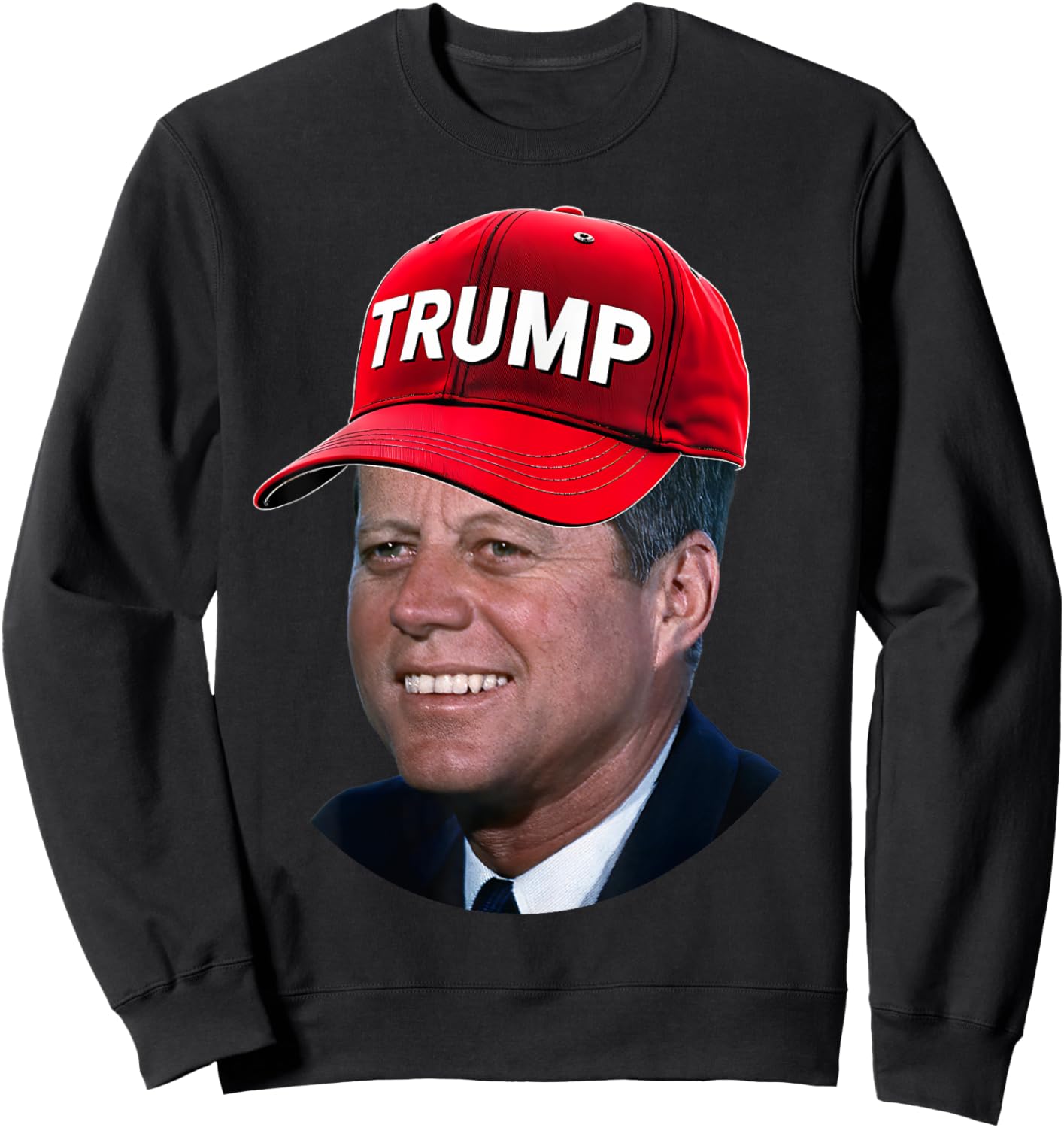 JFK Wearing Trump Hat Funny John F Kennedy Meme Graphic 2024 Sweatshirt - Sweatshirt | Black