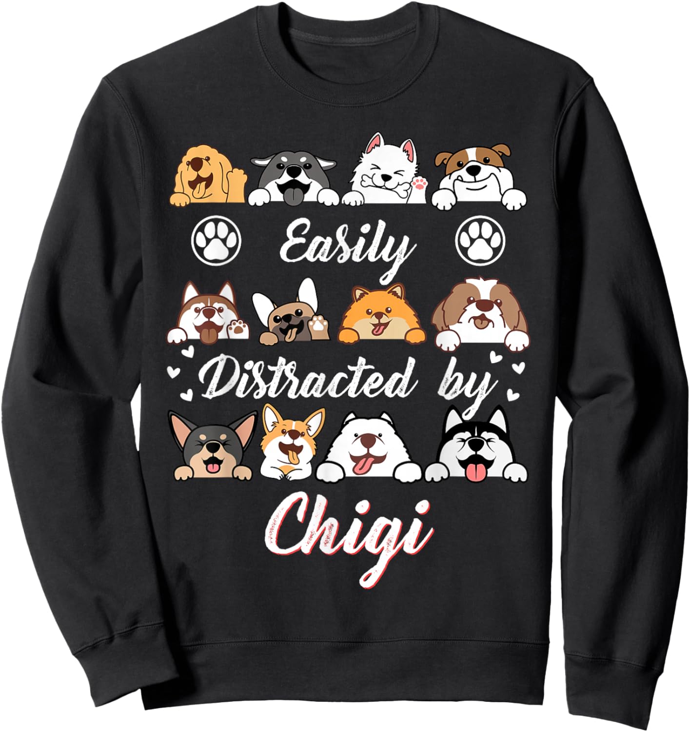 Easily Distracted by Chigi Chihuahua Mix Funny Corgi Mix Sweatshirt - Sweatshirt | Black