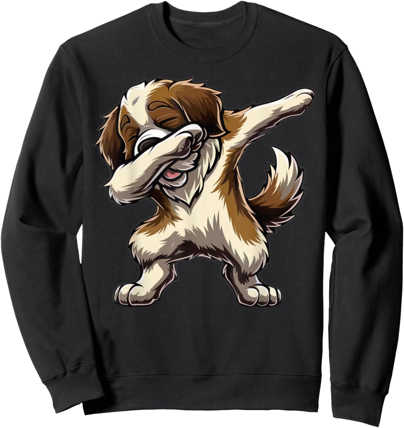 Dabbing Saint Bernard Dab Dance Dog Lover Gifts Men Women Sweatshirt - Sweatshirt | Black