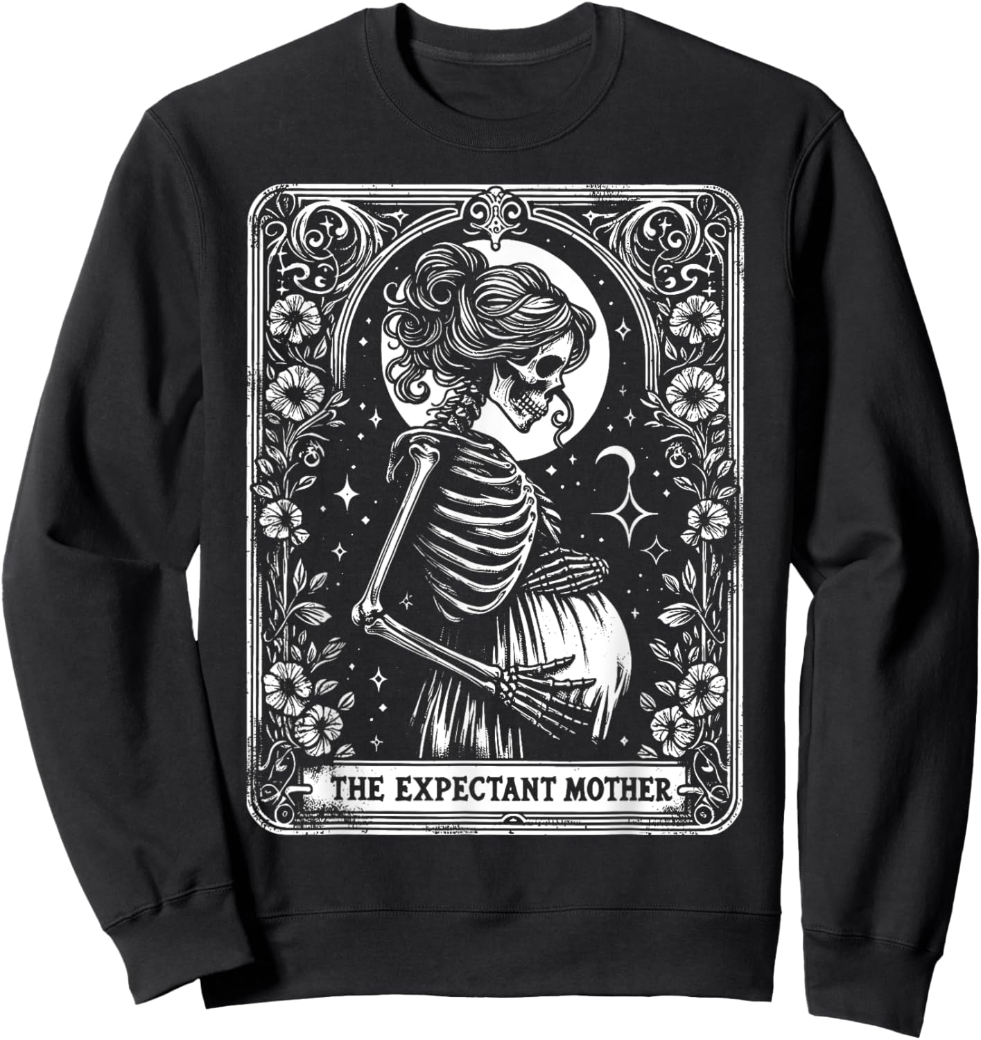 Skeleton Expectant Mother Tarot Card Pregnancy Announcement Sweatshirt - Sweatshirt | Black