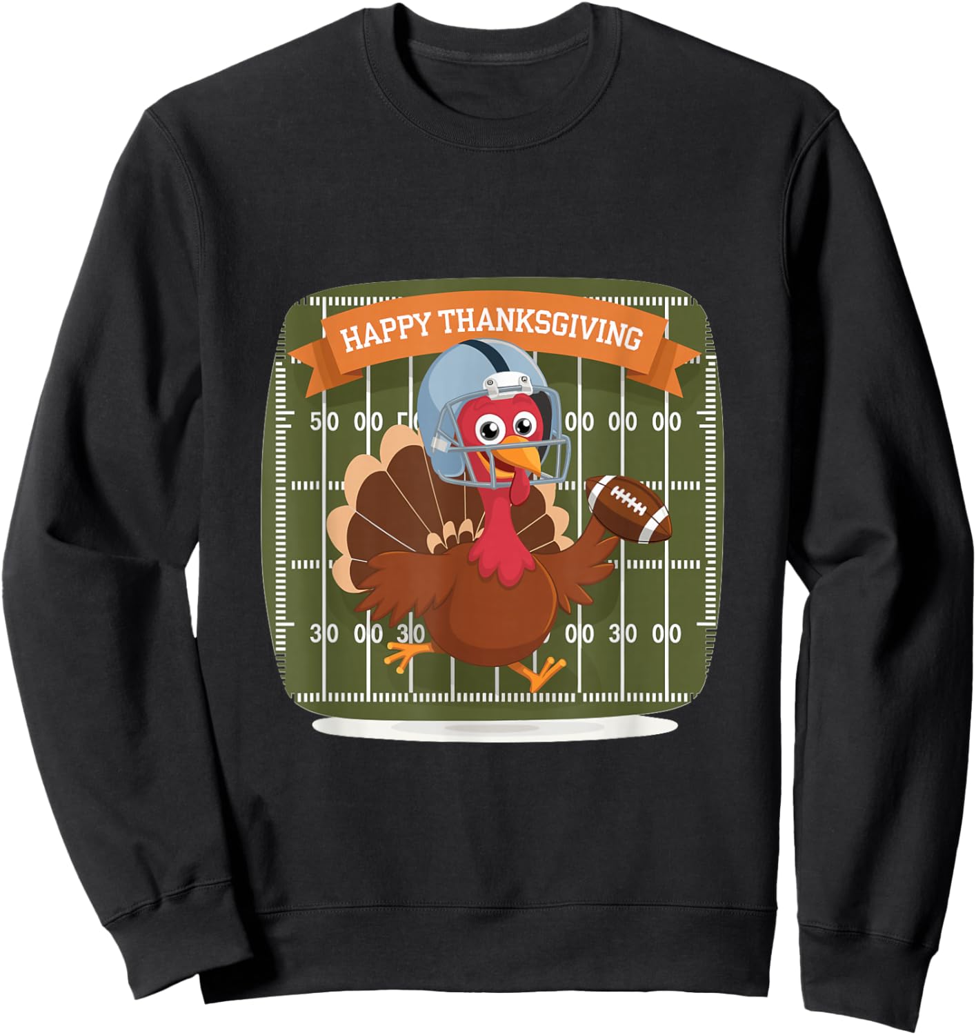 Thanksgiving Football Turkey Happy Thanksgiving Sweatshirt - Sweatshirt | Black