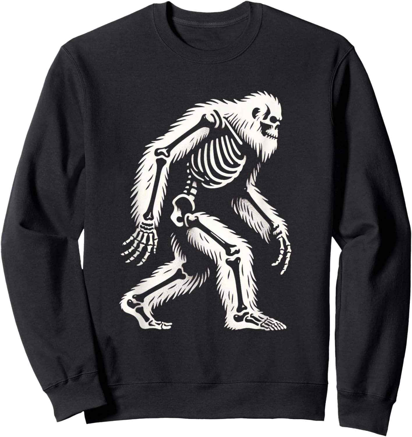 Funny Bigfoot Sasquatch Halloween skeleton Sweatshirt - Sweatshirt | Black