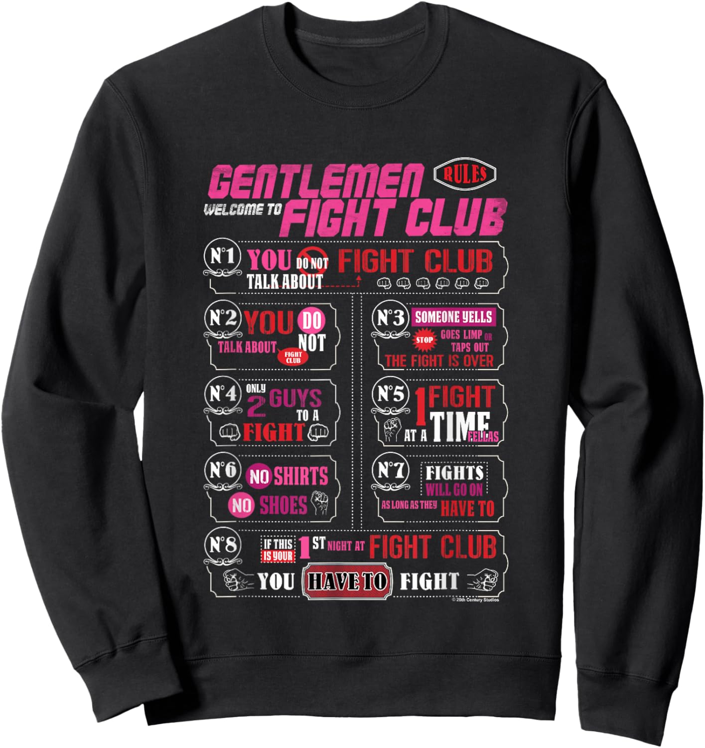 Fight Club Gentlemen Welcome to Fight Club Retro Big Poster Sweatshirt - Sweatshirt | Black