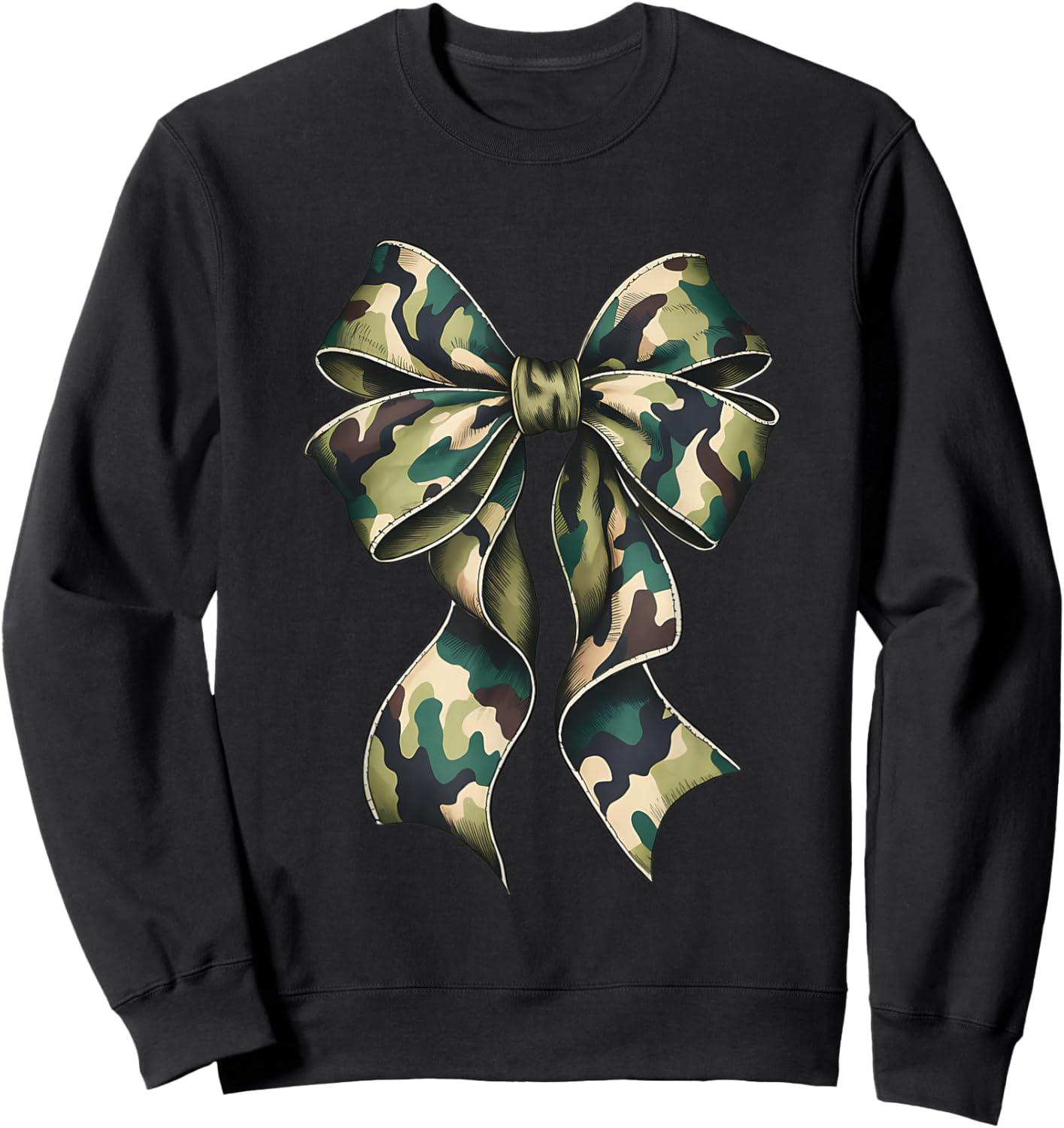 Camouflage Old Camo Bow Camo Coquette Bow Hunting Women Sweatshirt - Sweatshirt | Black
