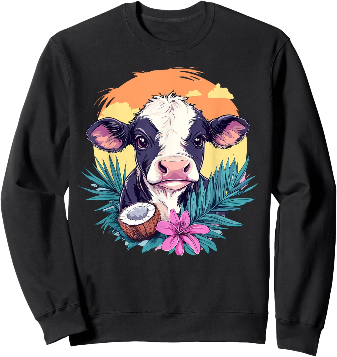 Cow And Coconut Sunset Sweatshirt - Sweatshirt | Black