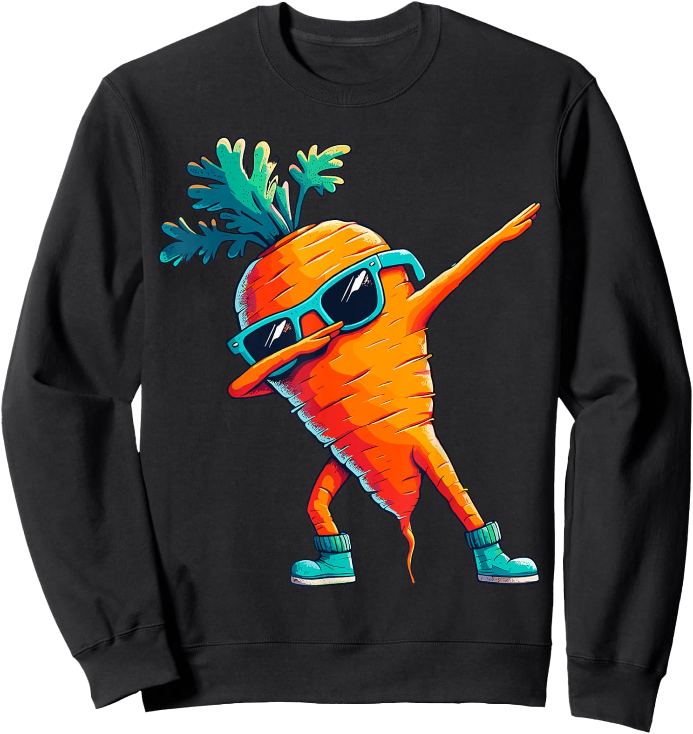 Carrot Dabbing Dance Sunglasses Fruit Lovers Sweatshirt - Sweatshirt | Black