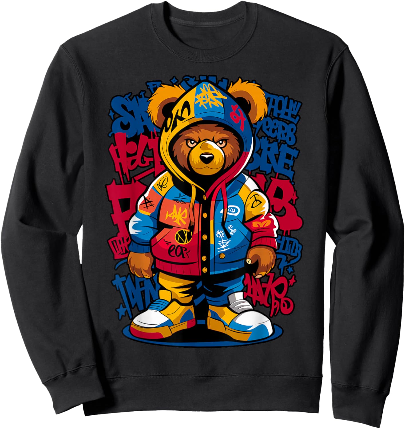 Hip Hop Teddy Bear Rap Music Sweatshirt - Sweatshirt | Black